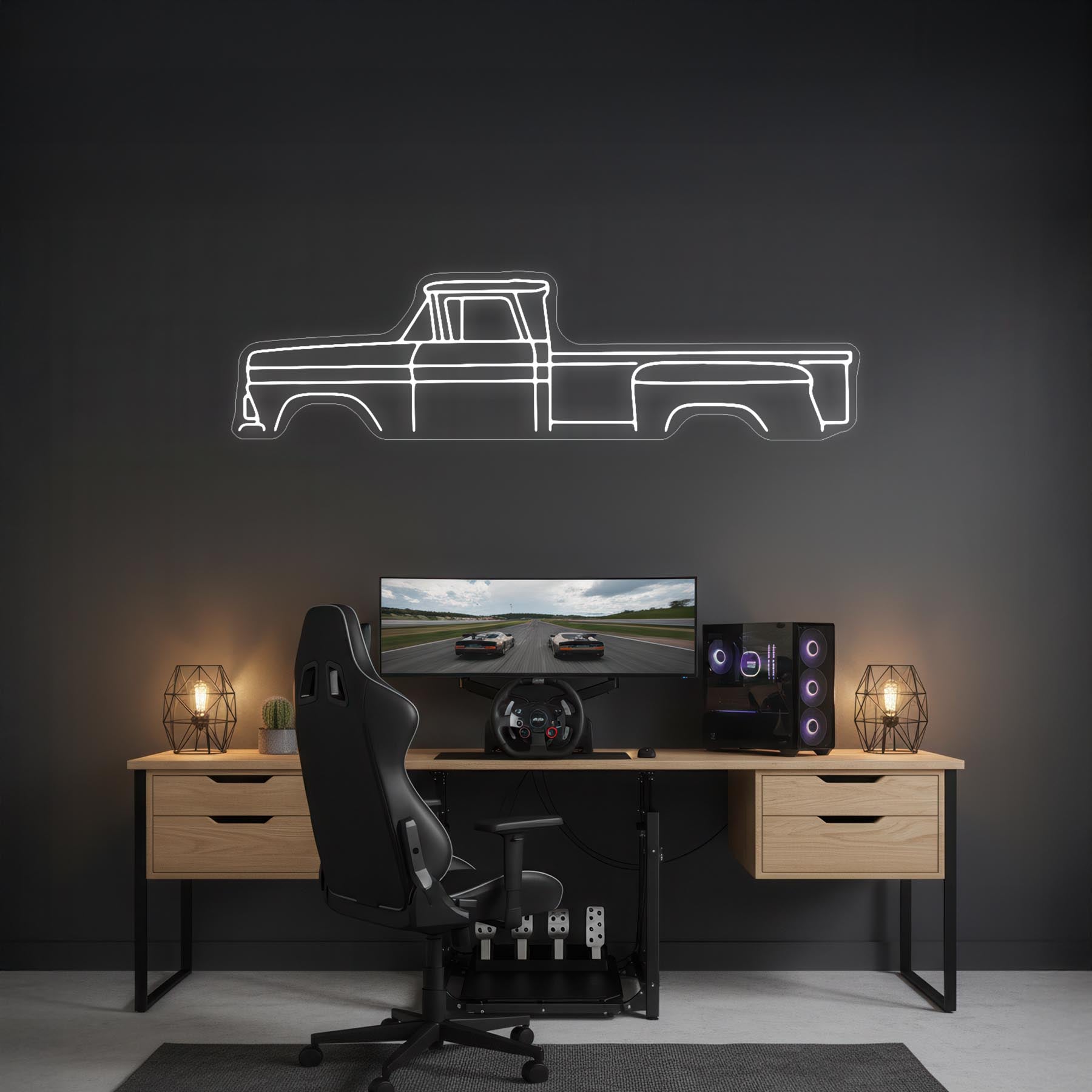1960 Pickup Neon Silhouette