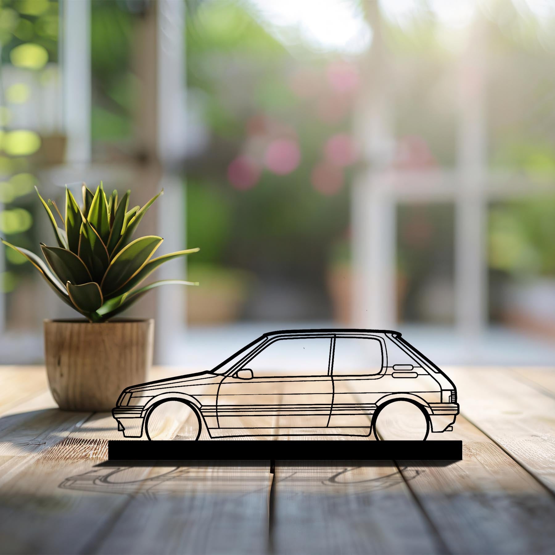 205 GTI Silhouette Metal Art Stand