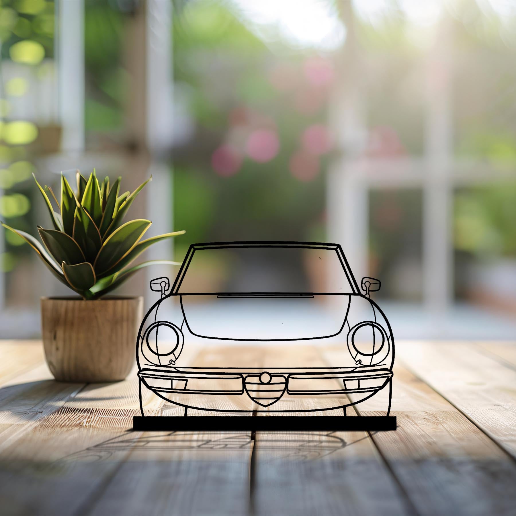 Alfa Spider Front Silhouette Metal Art Stand