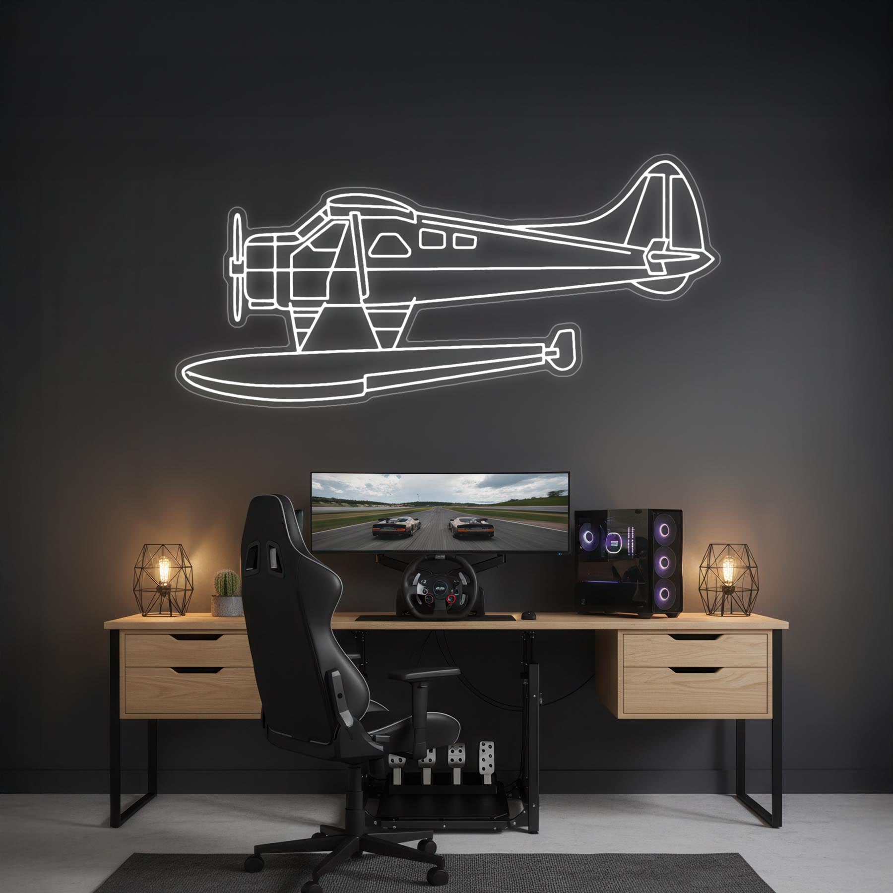 Beaver Float Neon Silhouette