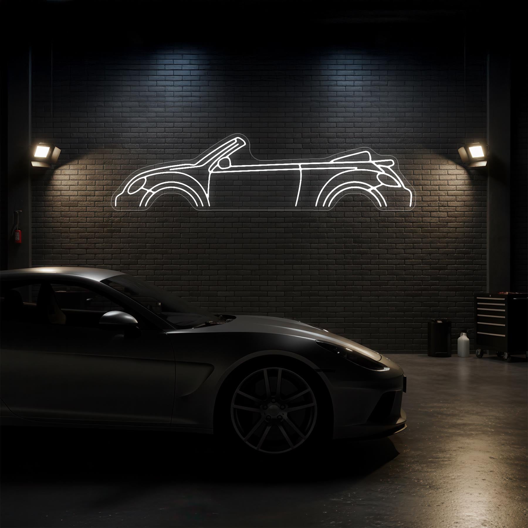 Beetle Cabrio 2017 Neon Silhouette