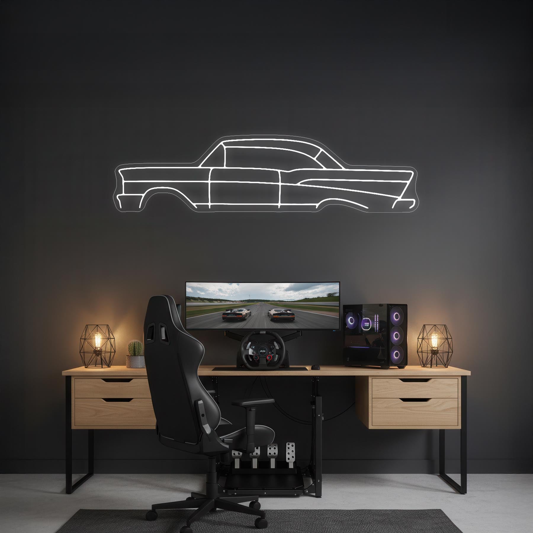 Bel Air 1957 Neon Silhouette