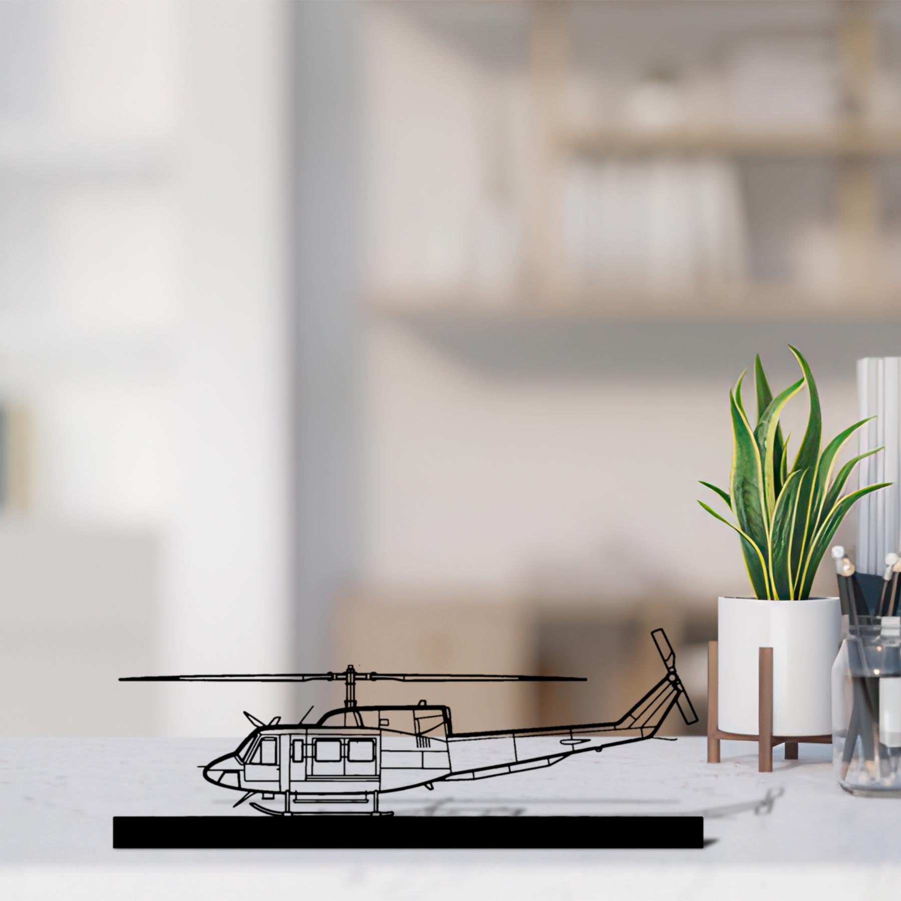 Bell 212 Sentry Silhouette Metal Art Stand