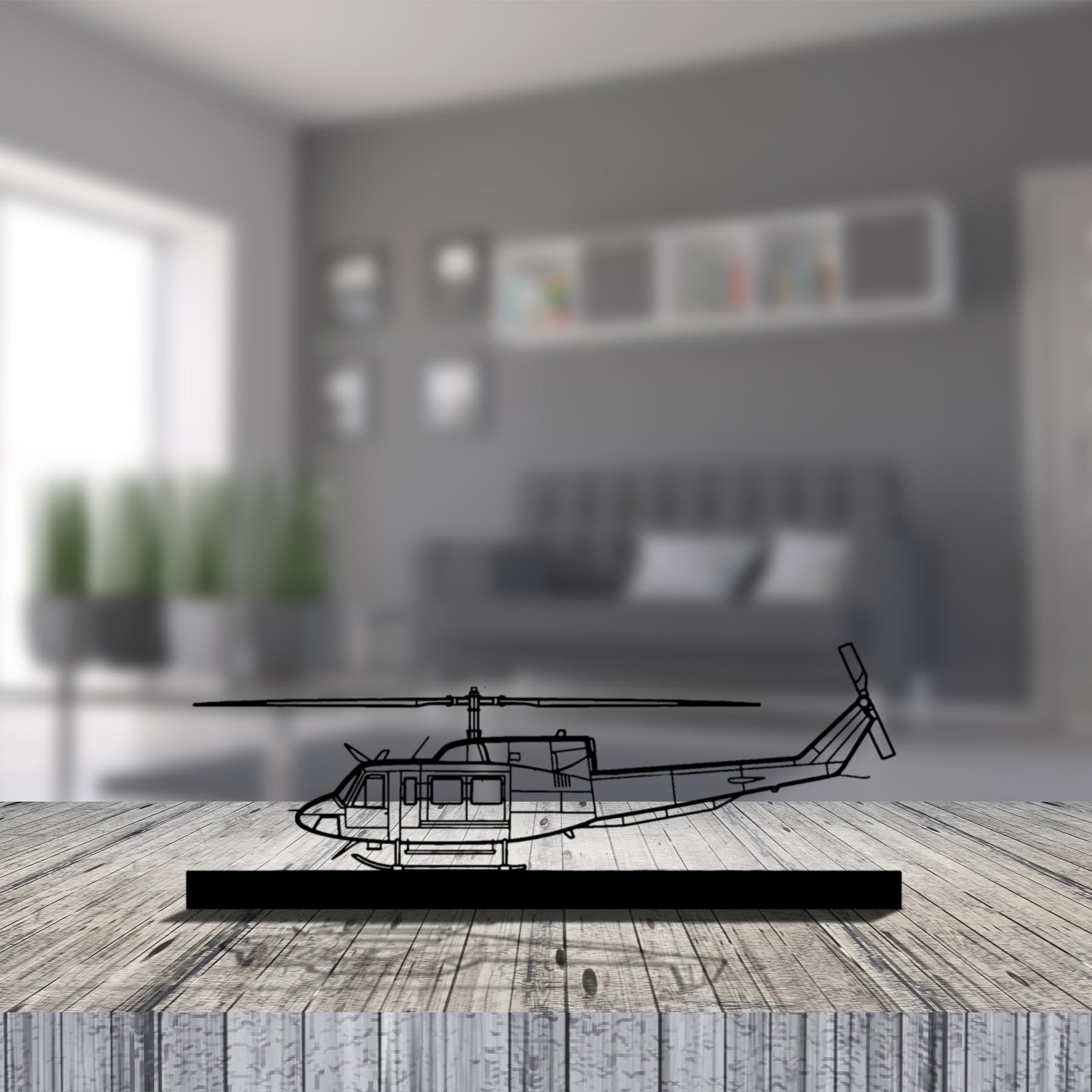 Bell 212 Sentry Silhouette Metal Art Stand