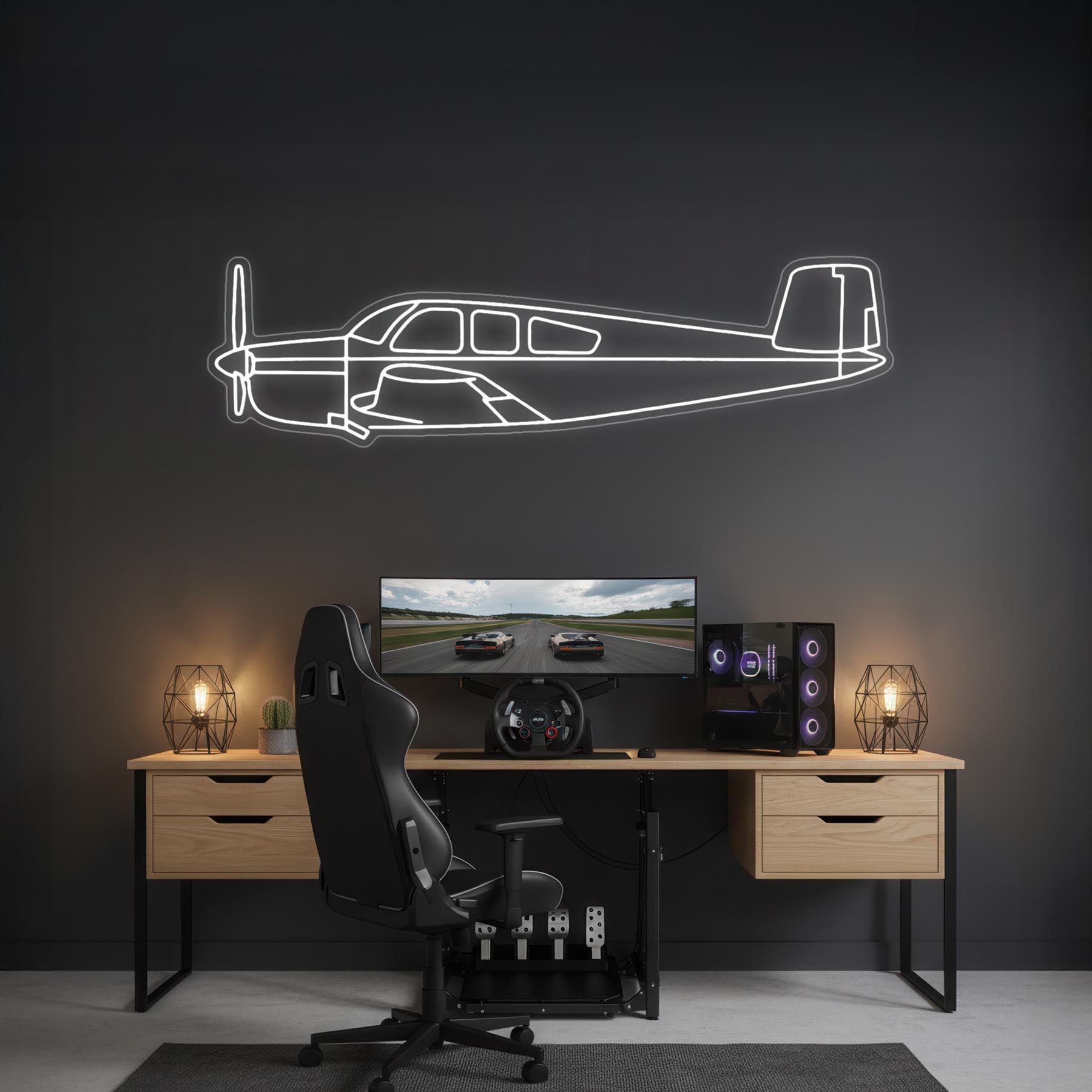 Bonanza V35 1959 Neon Silhouette