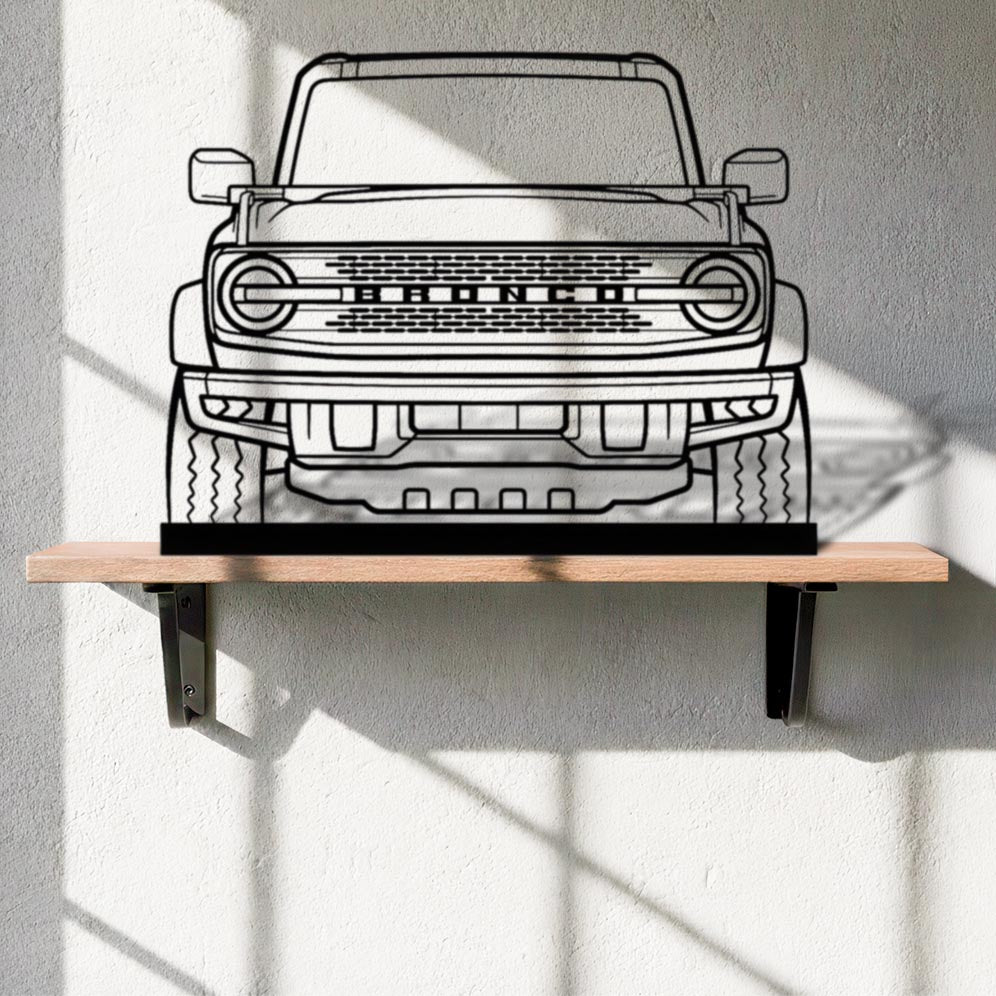 Bronco 2021 Front Silhouette Metal Art Stand