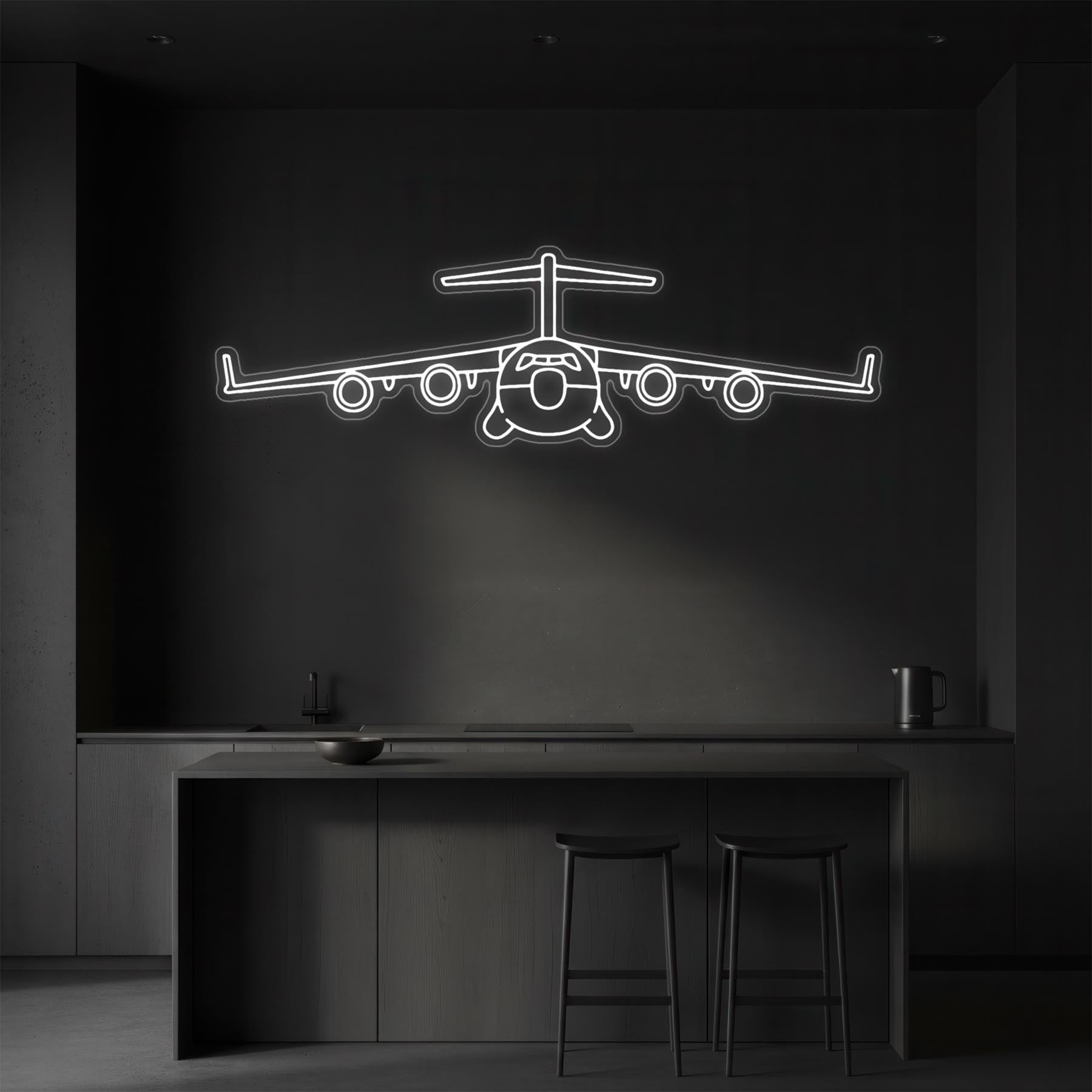 C-17 Globemaster III Front Neon Silhouette