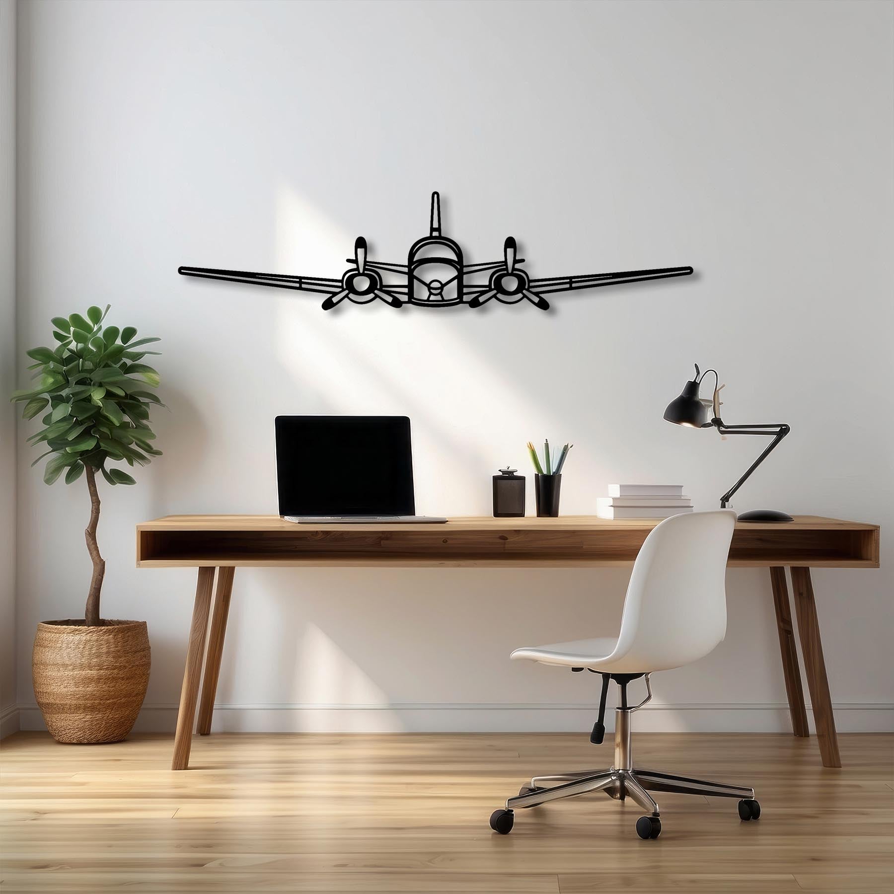 C50 Twin Bonanza Excalibur Front Metal Aircraft Wall Art - NCP0529