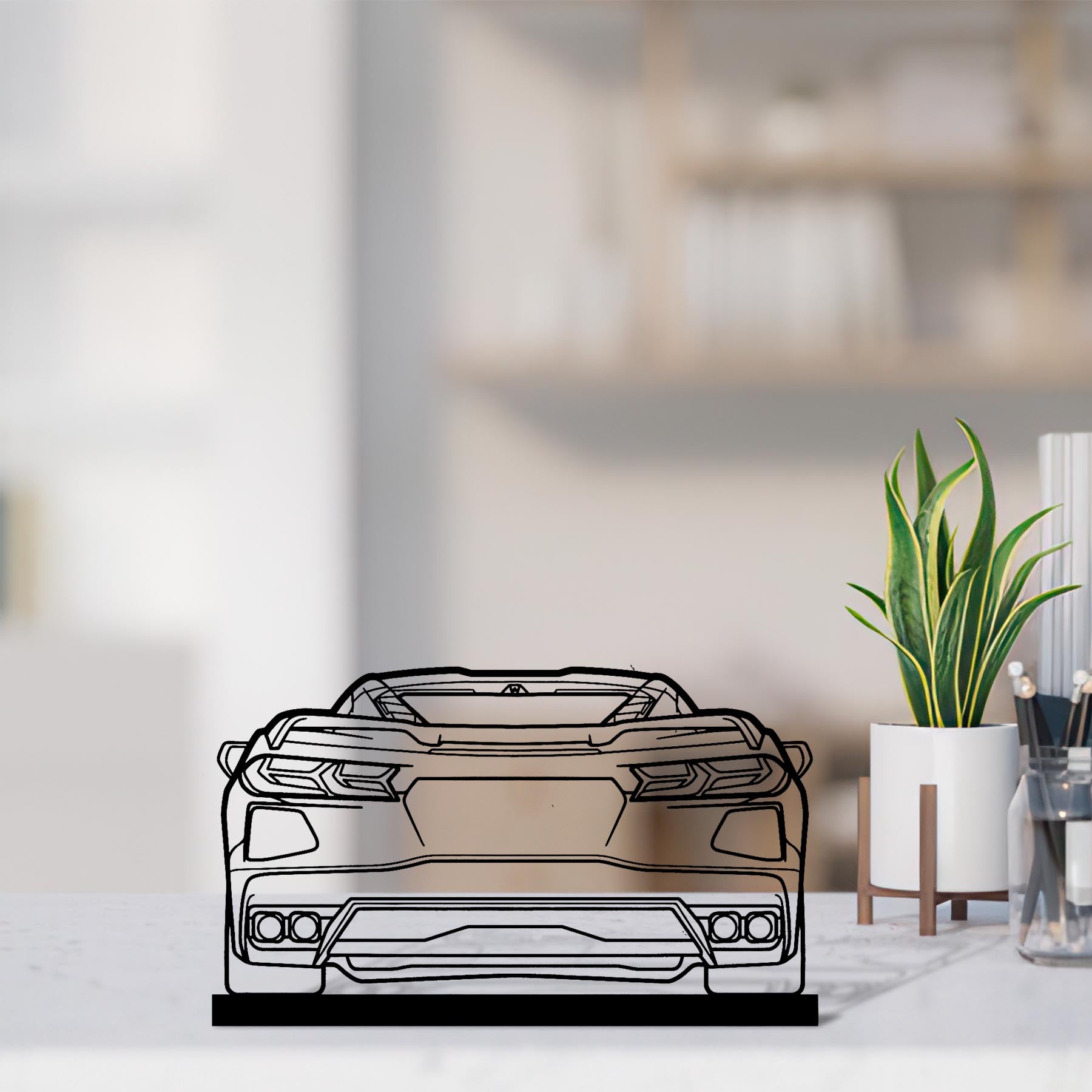 C8 Back Silhouette Metal Art Stand