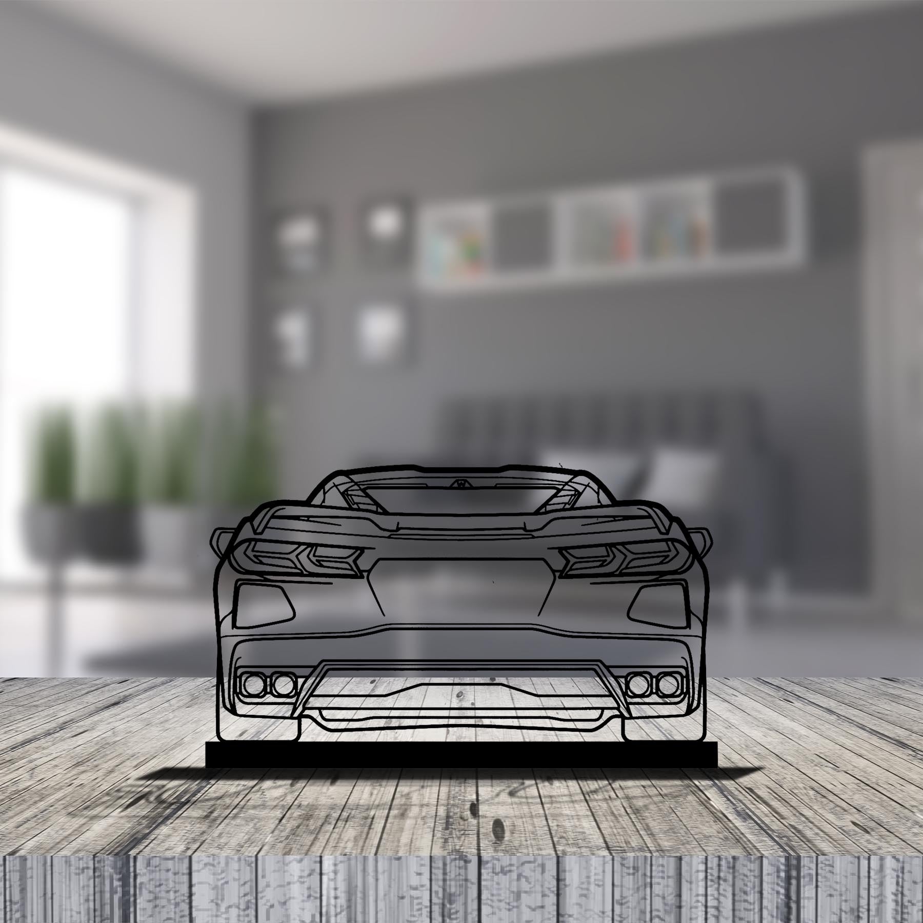 C8 Back Silhouette Metal Art Stand