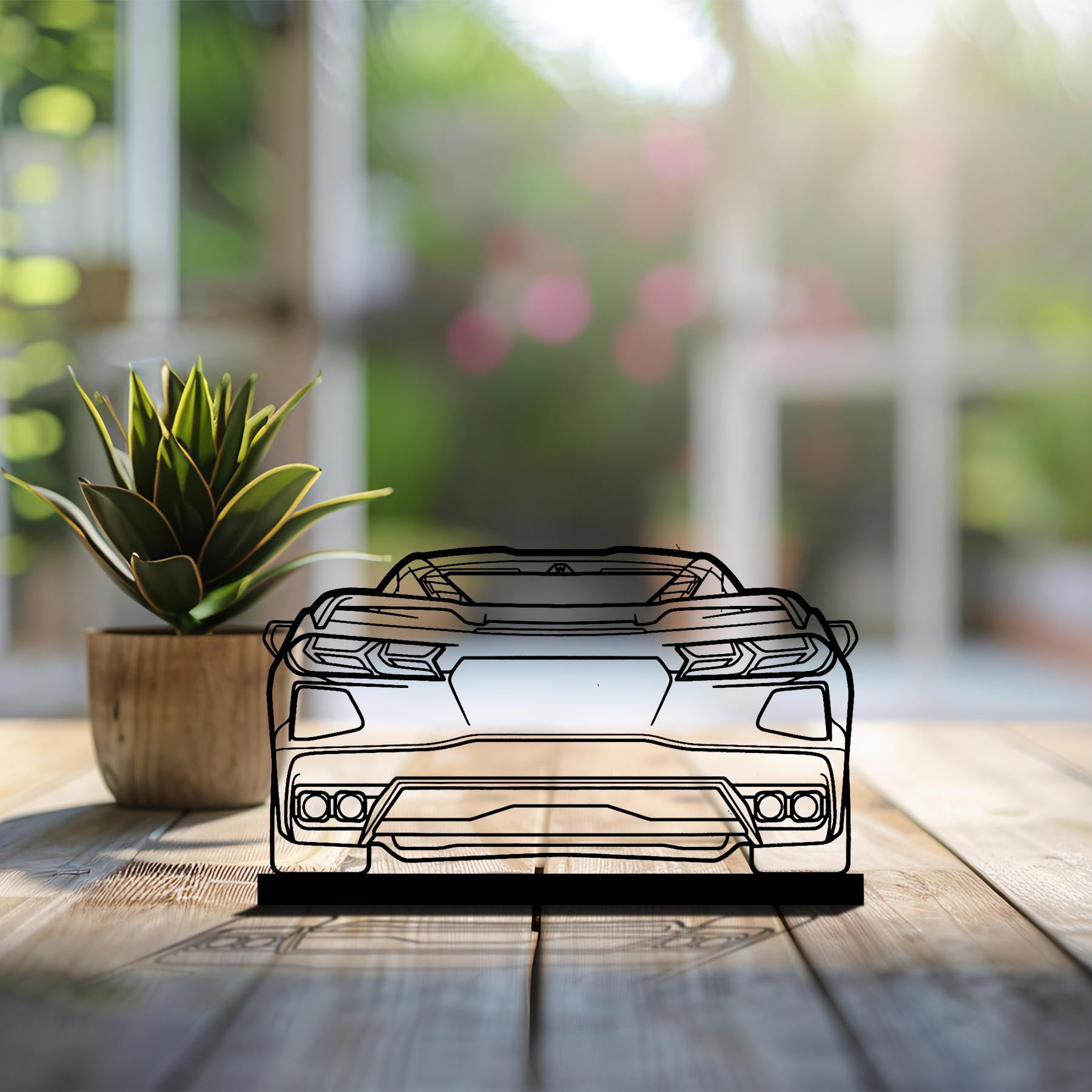 C8 Back Silhouette Metal Art Stand