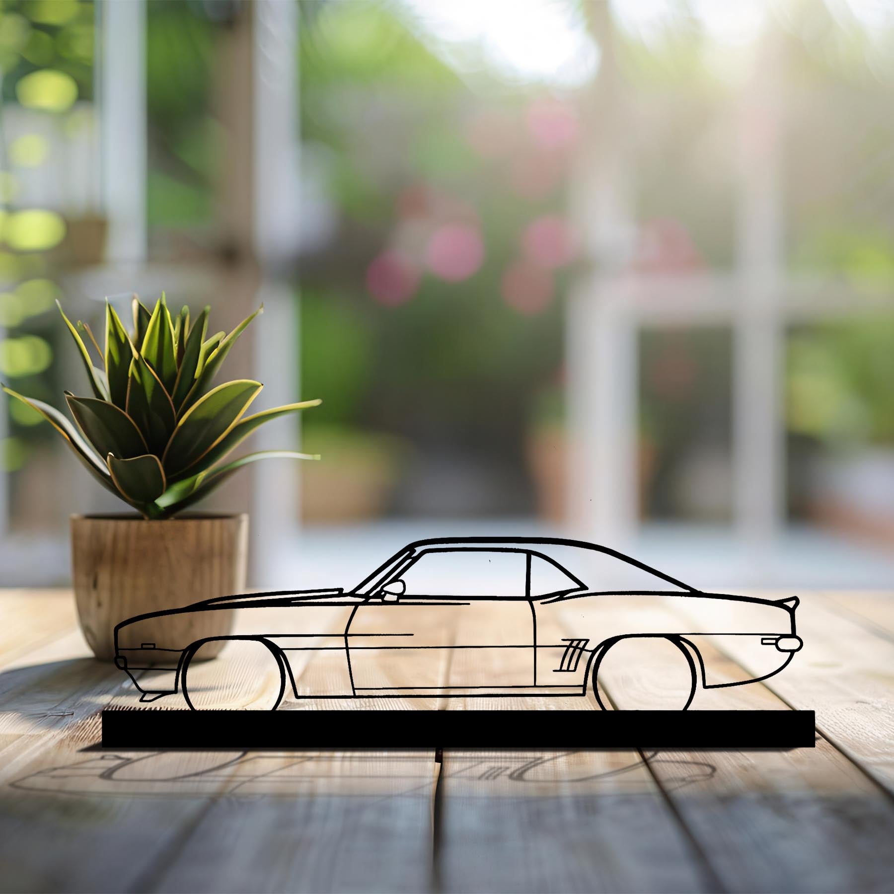 Camaro 1969 Z28 Silhouette Metal Art Stand