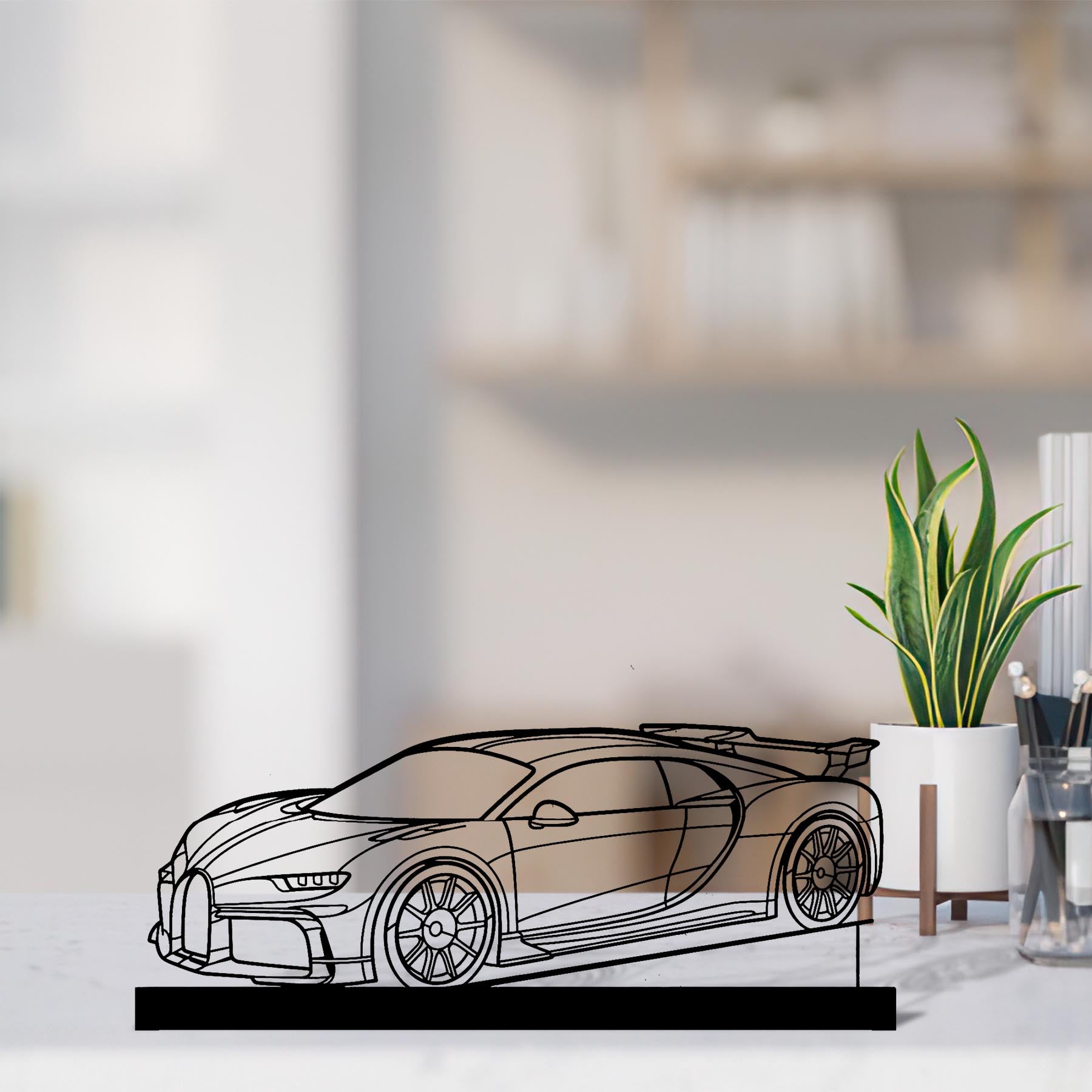 Chiron Pur Sport 2021 Angle Silhouette Metal Art Stand