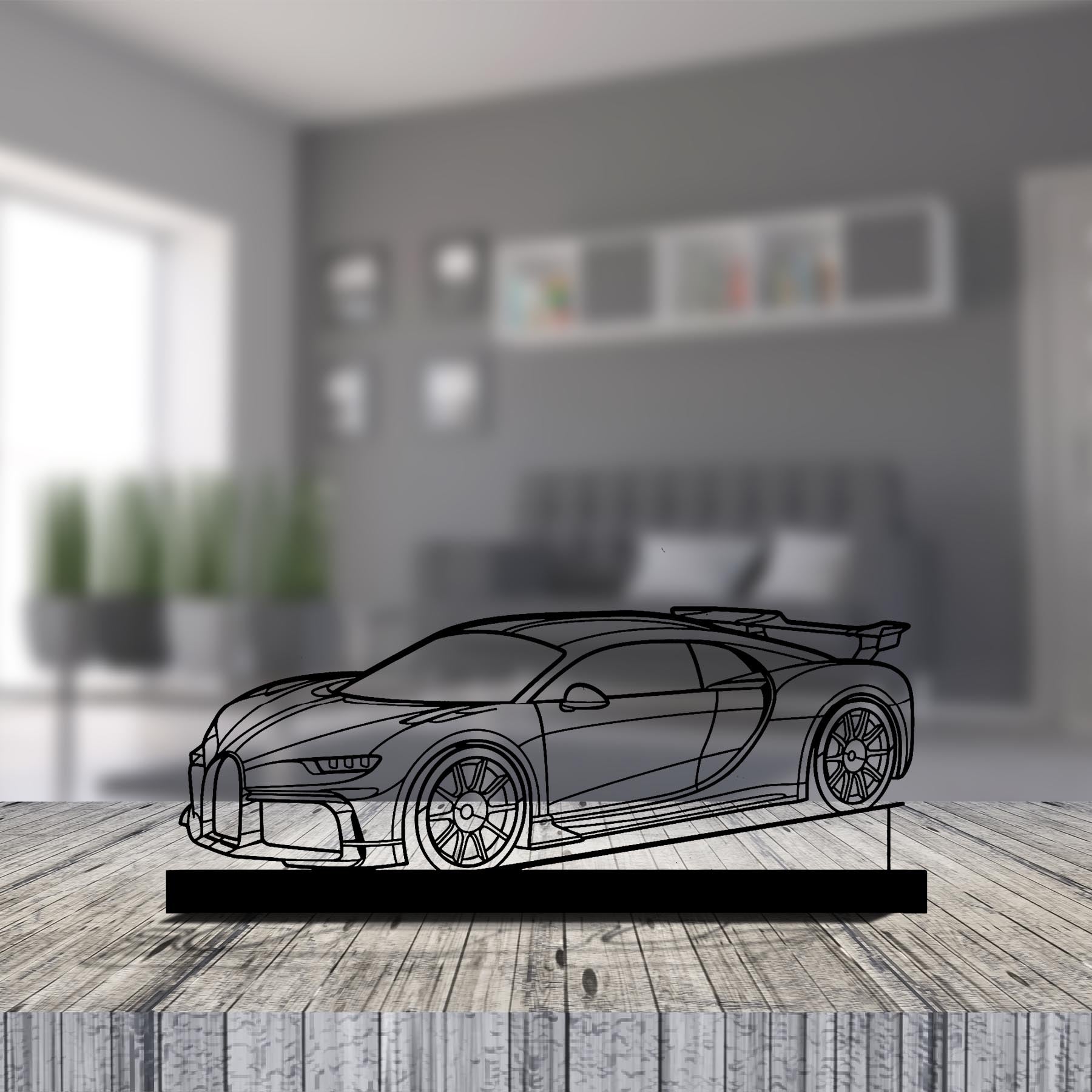 Chiron Pur Sport 2021 Angle Silhouette Metal Art Stand