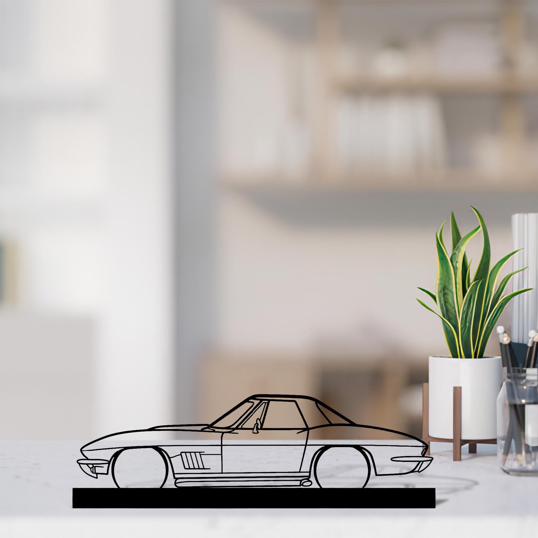 Corvette 327 1967 Silhouette Metal Art Stand
