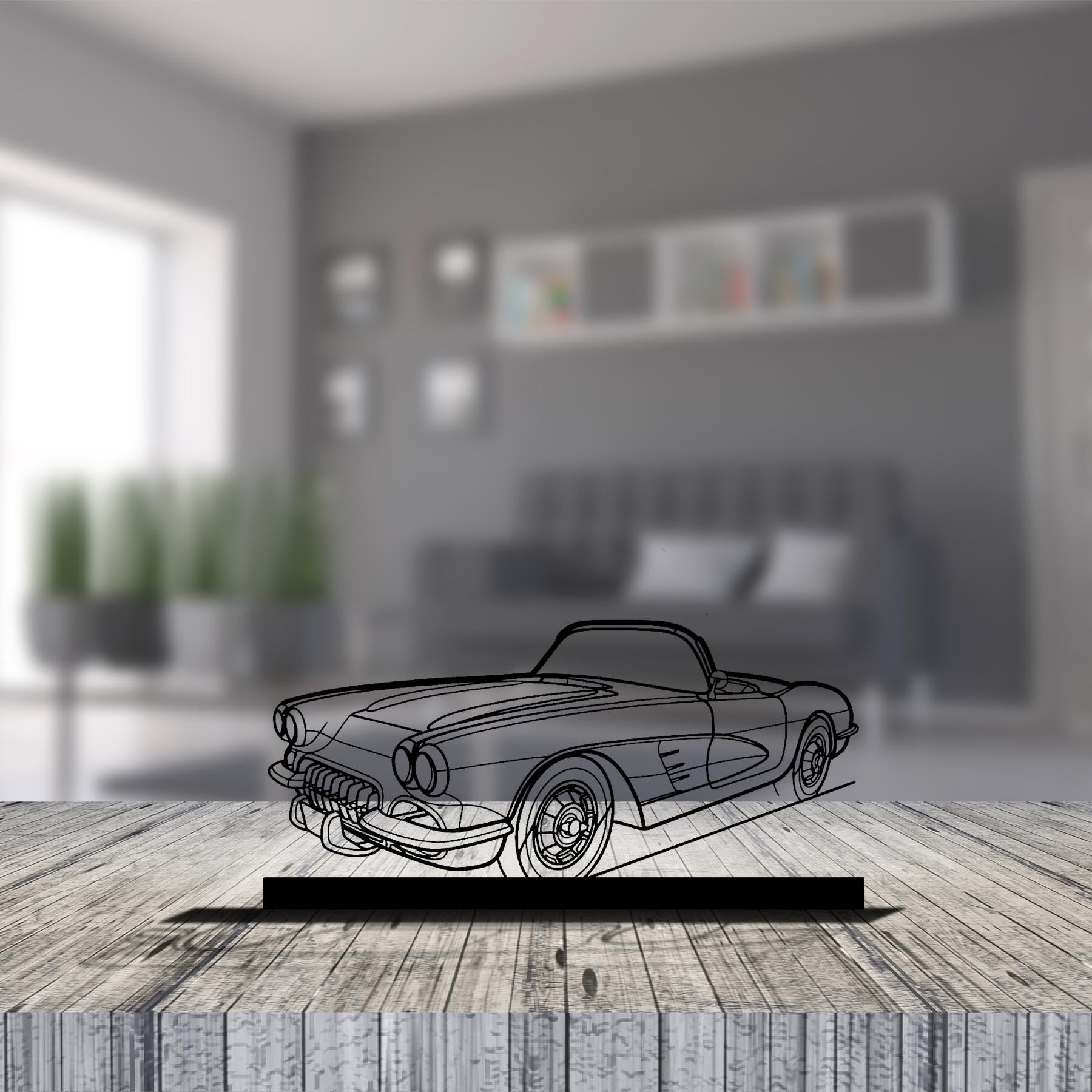 Corvette C1 1960 Angle Silhouette Metal Art Stand