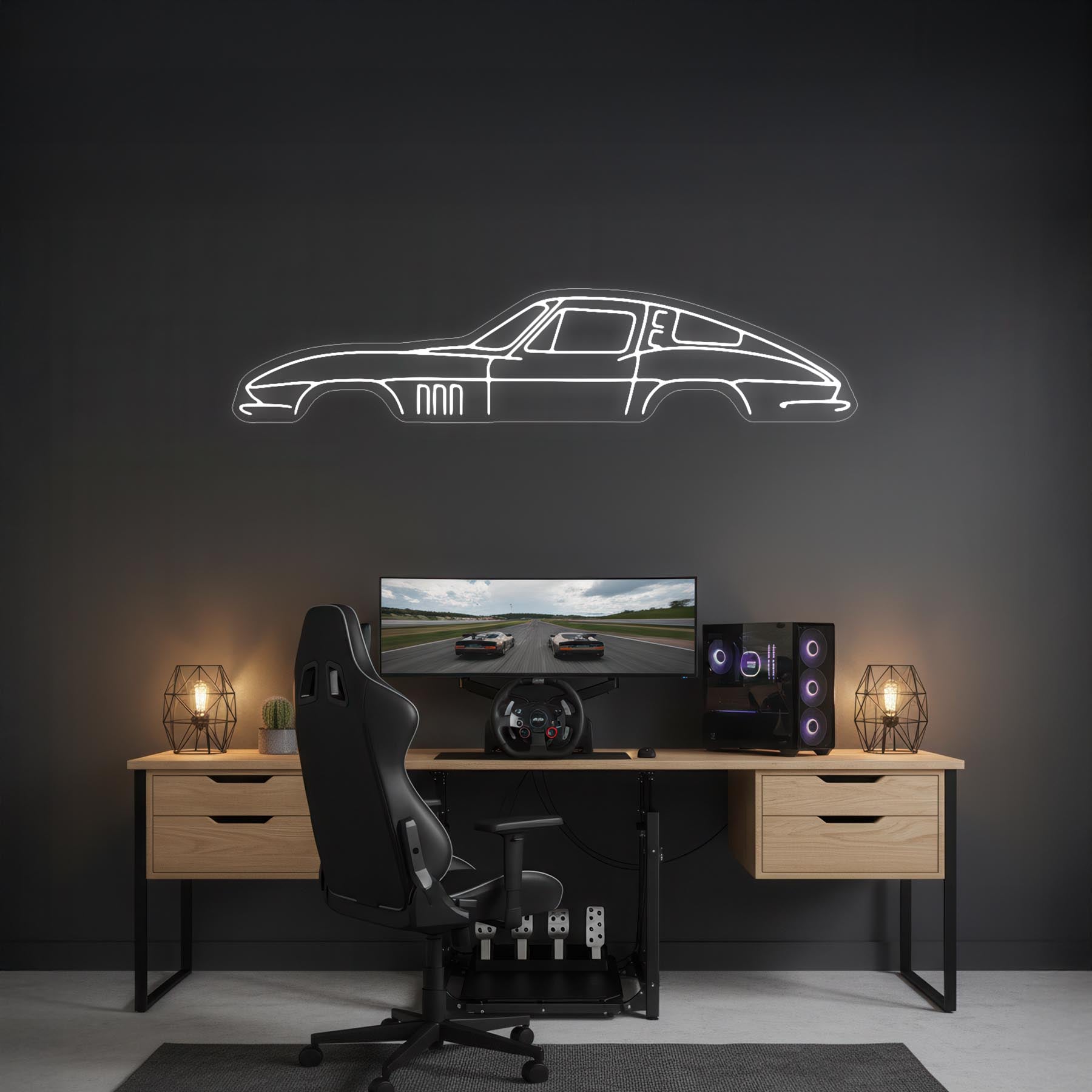 Corvette C2 Neon Silhouette