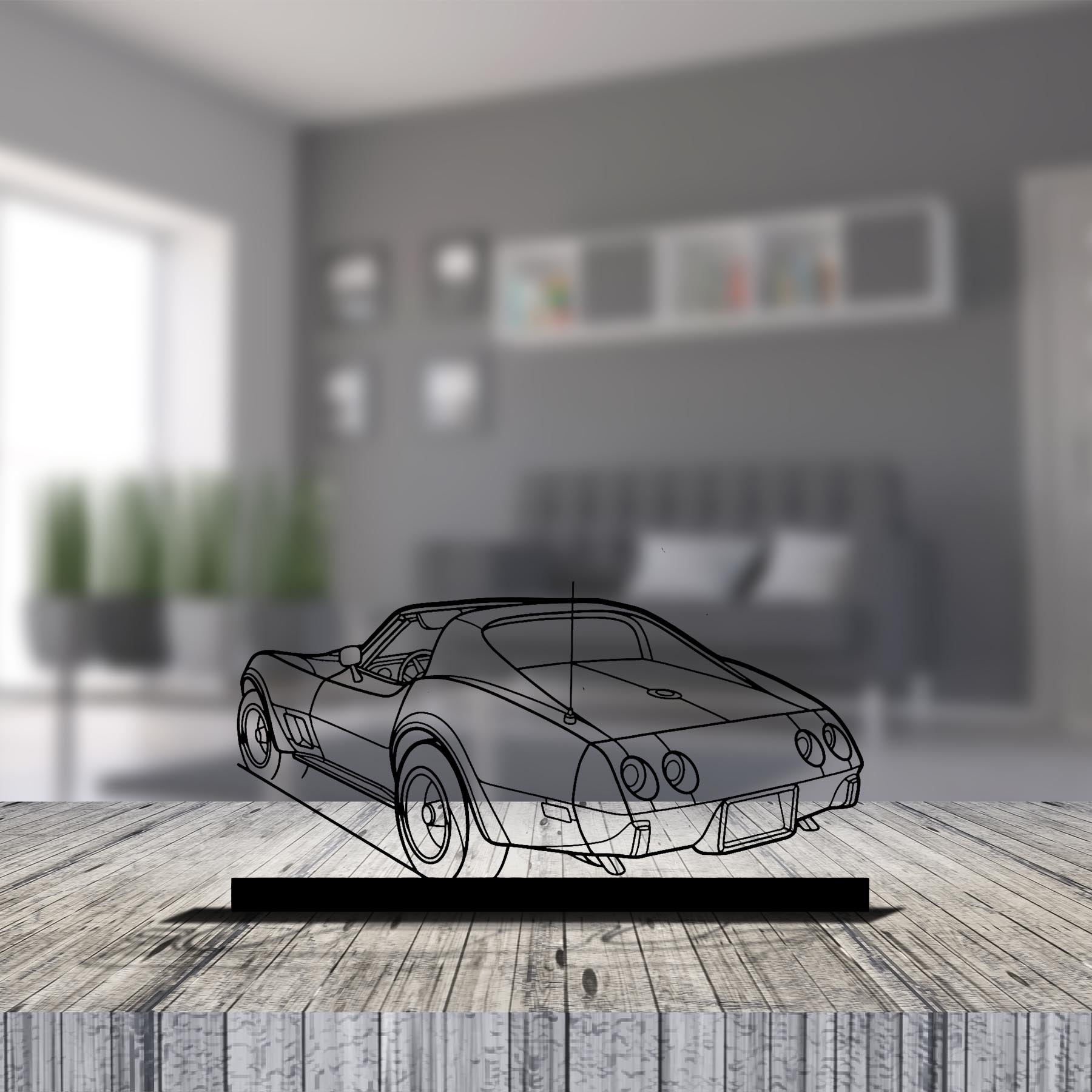 Corvette C3 1976 Angle Silhouette Metal Art Stand