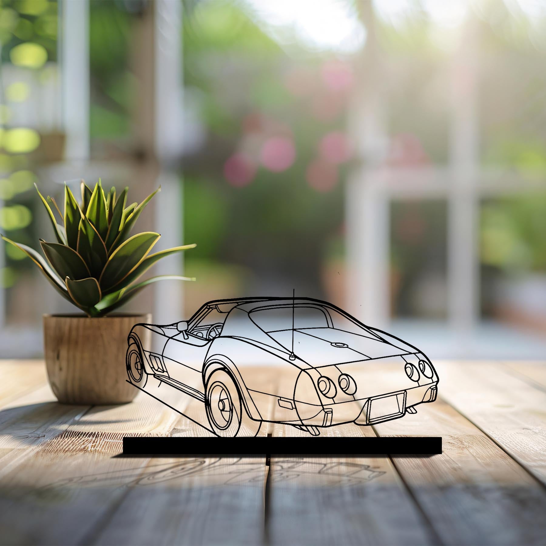 Corvette C3 1976 Angle Silhouette Metal Art Stand