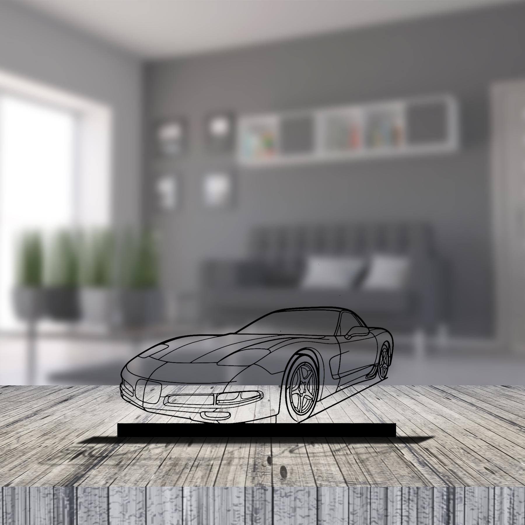 Corvette C5 2002 Angle Silhouette Metal Art Stand