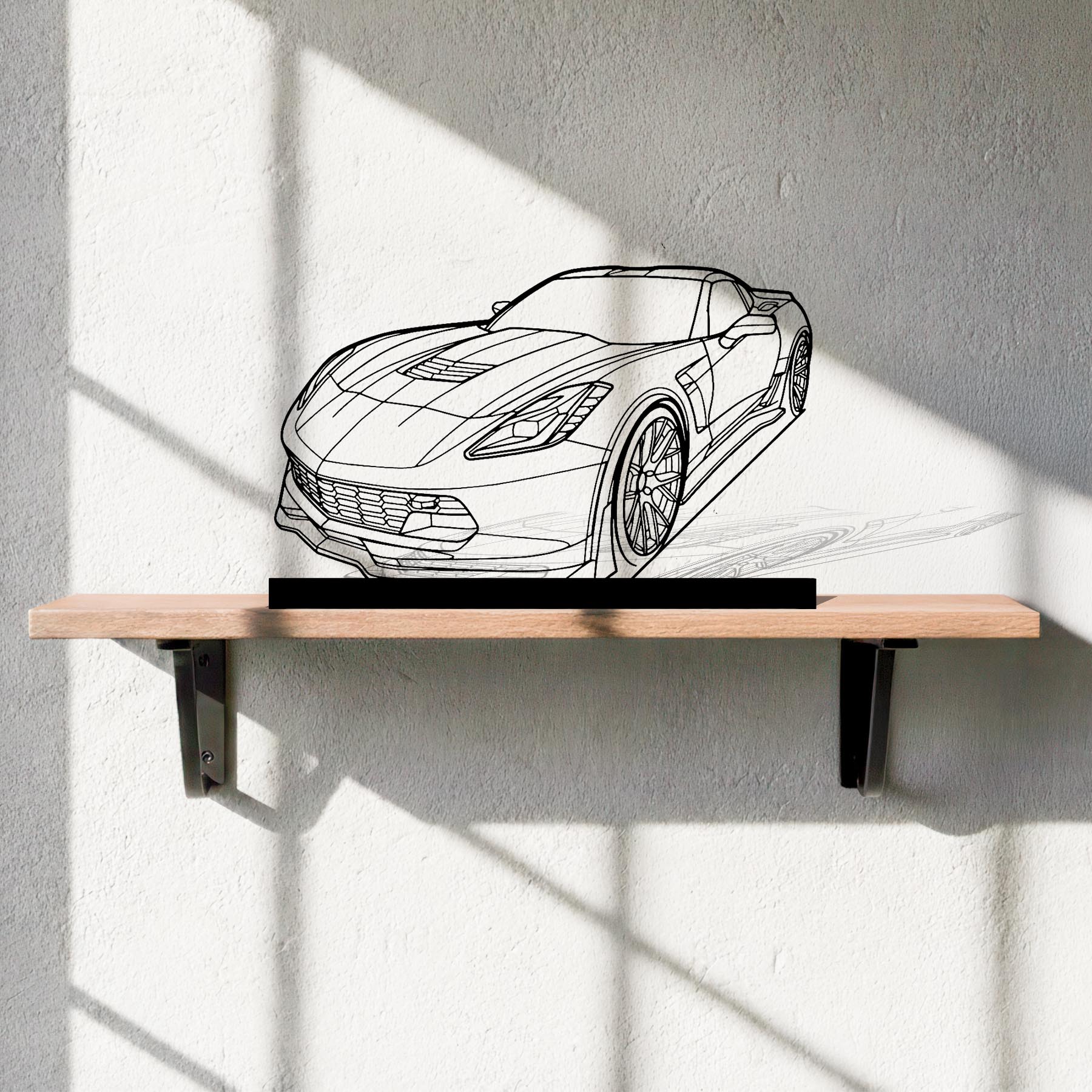 Corvette C7 Z06 Angle Silhouette Metal Art Stand
