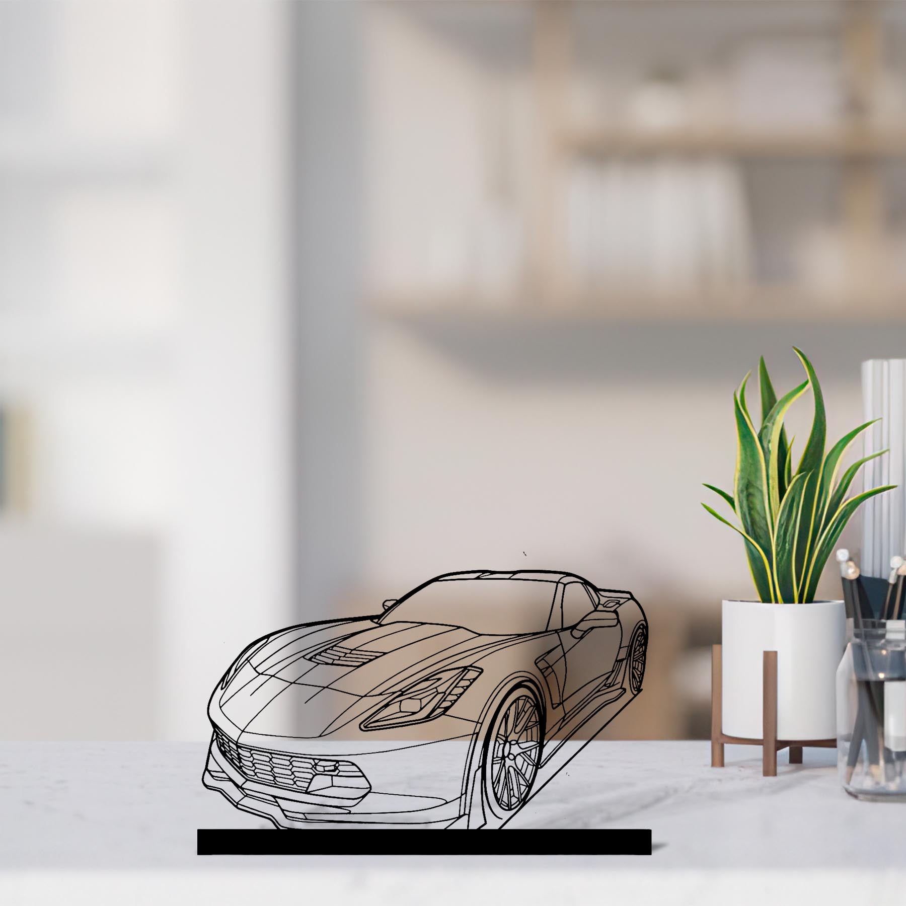 Corvette C7 Z06 Angle Silhouette Metal Art Stand