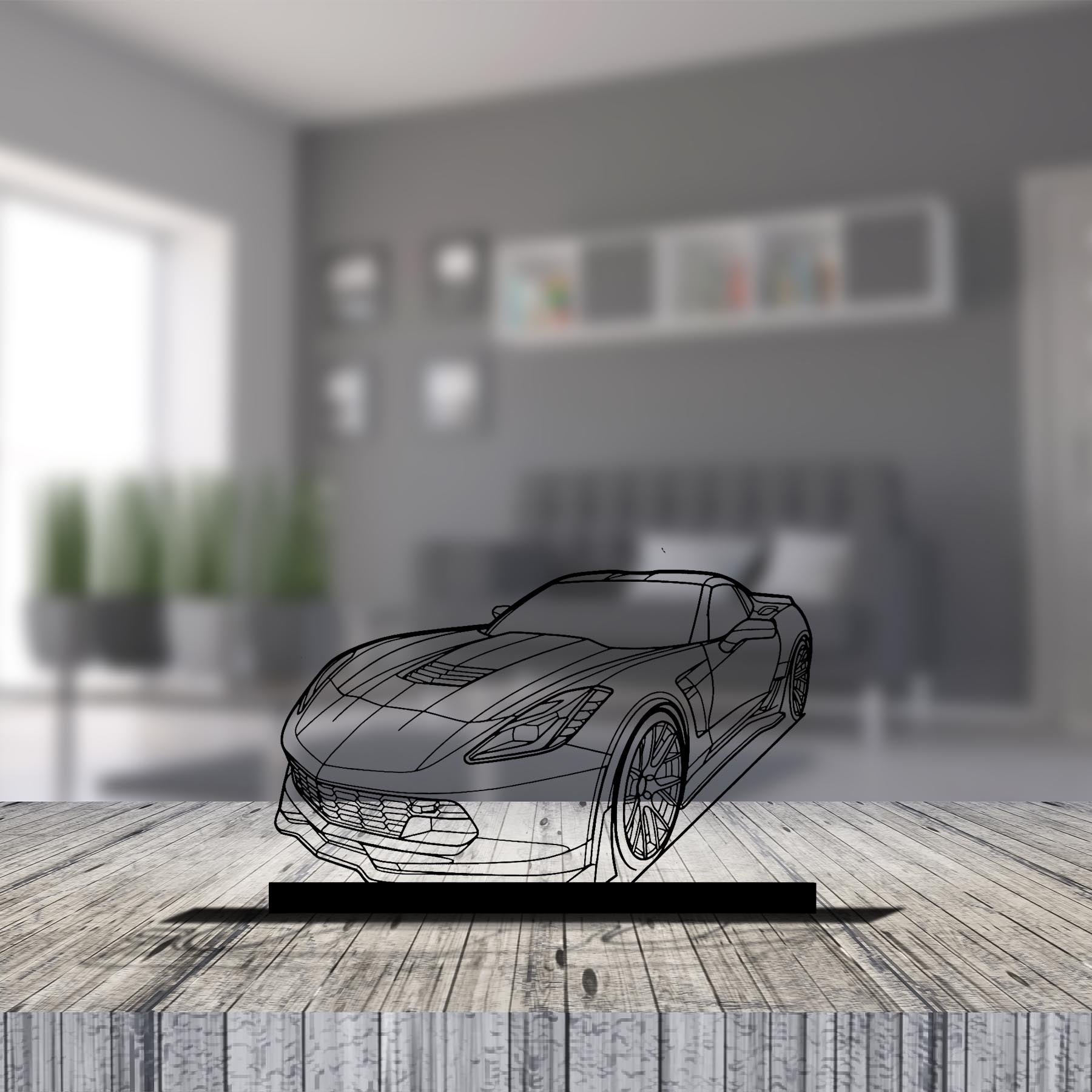 Corvette C7 Z06 Angle Silhouette Metal Art Stand