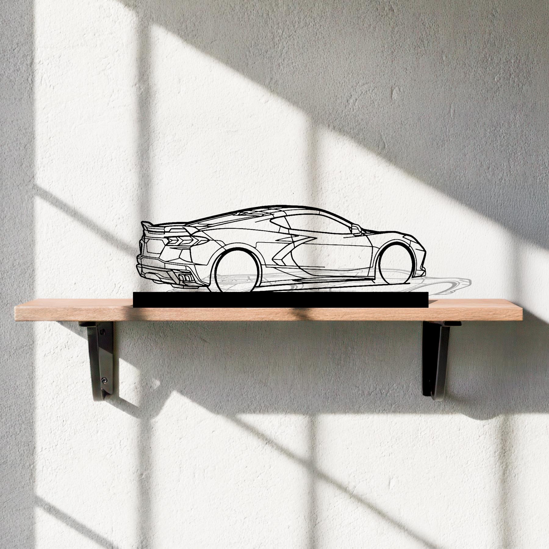 Corvette C8 Back Angle Silhouette Metal Art Stand