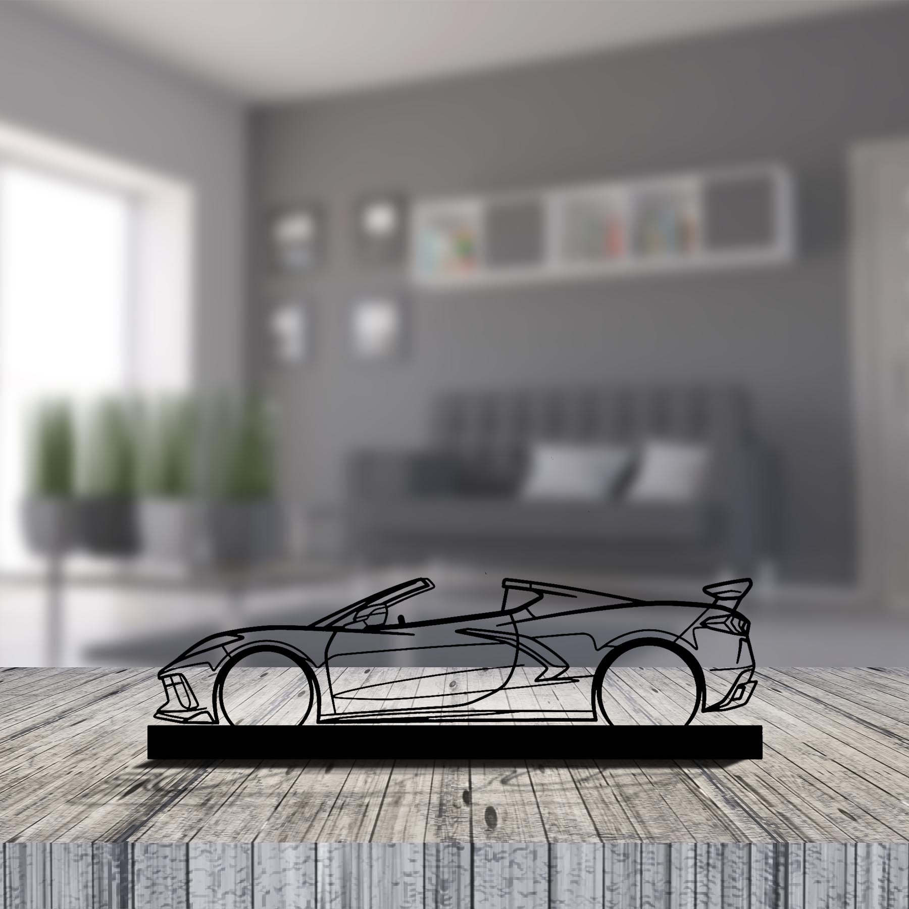Corvette C8 Convertible Silhouette Metal Art Stand