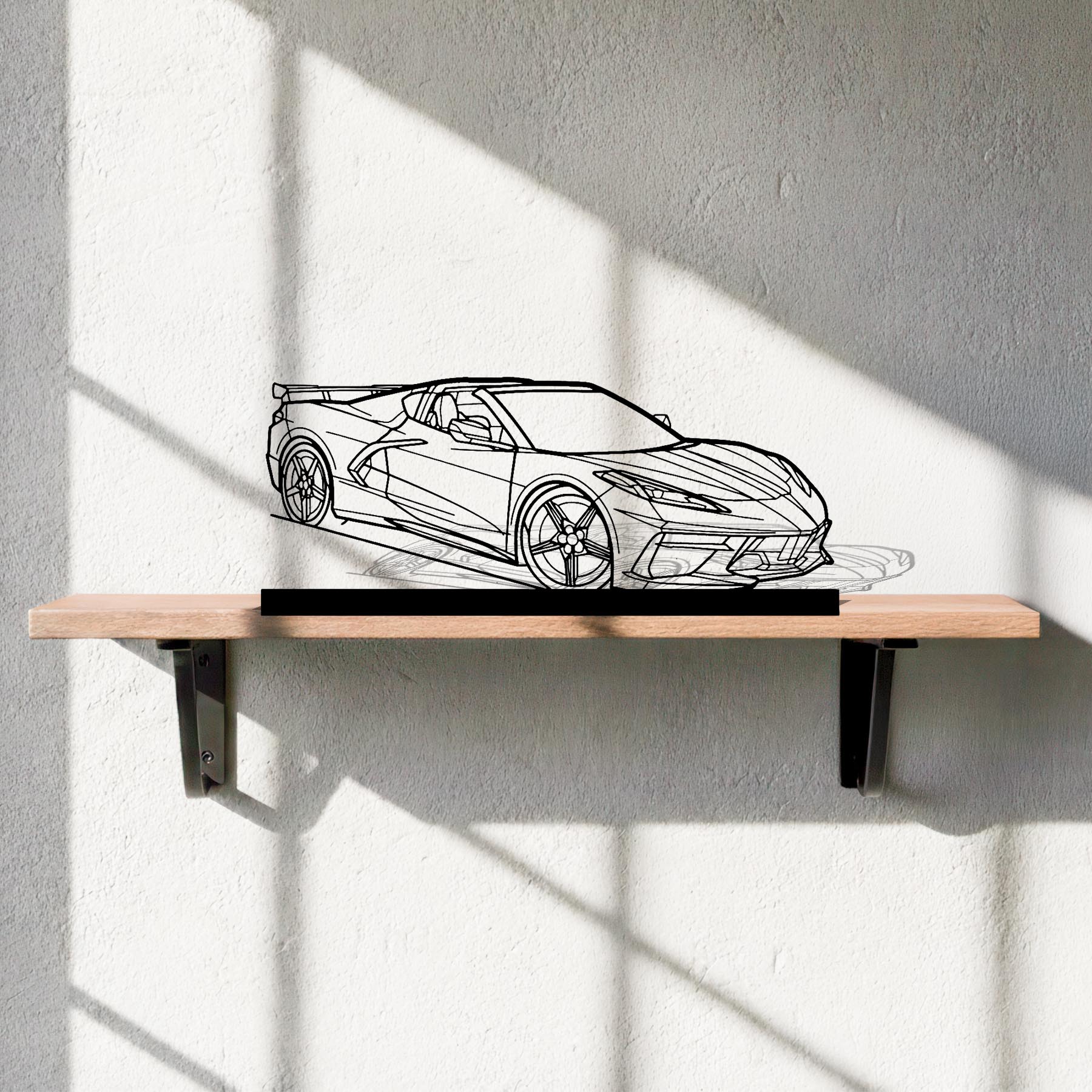 Corvette C8 HTC Angle Silhouette Metal Art Stand