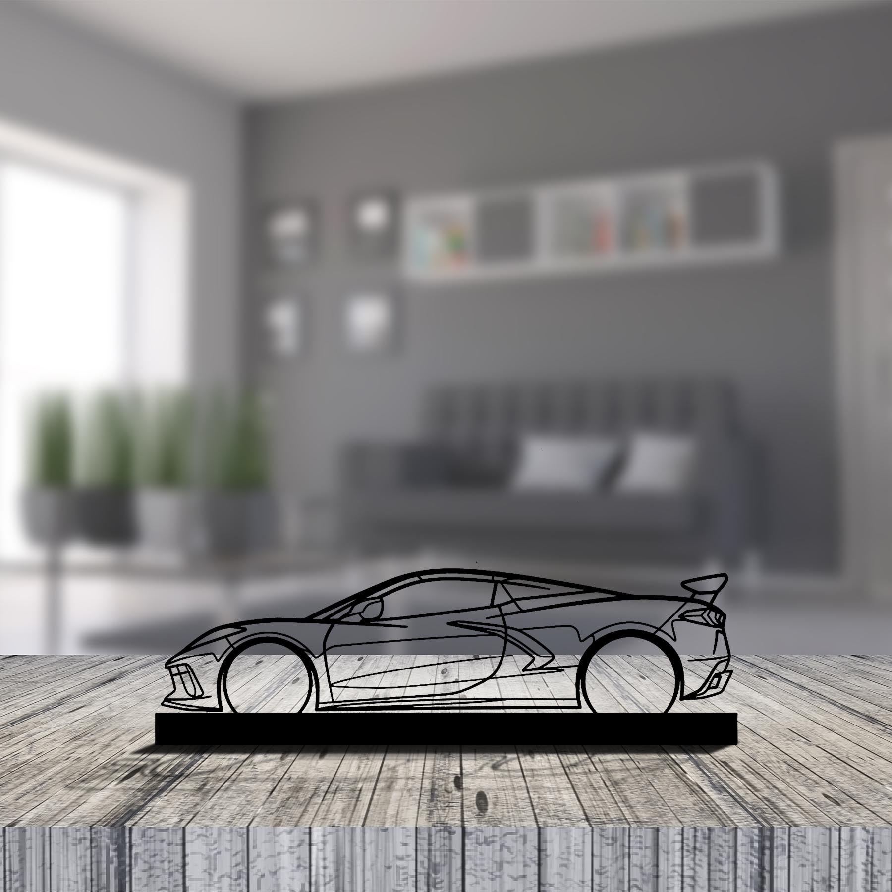 Corvette C8 HTC Silhouette Metal Art Stand