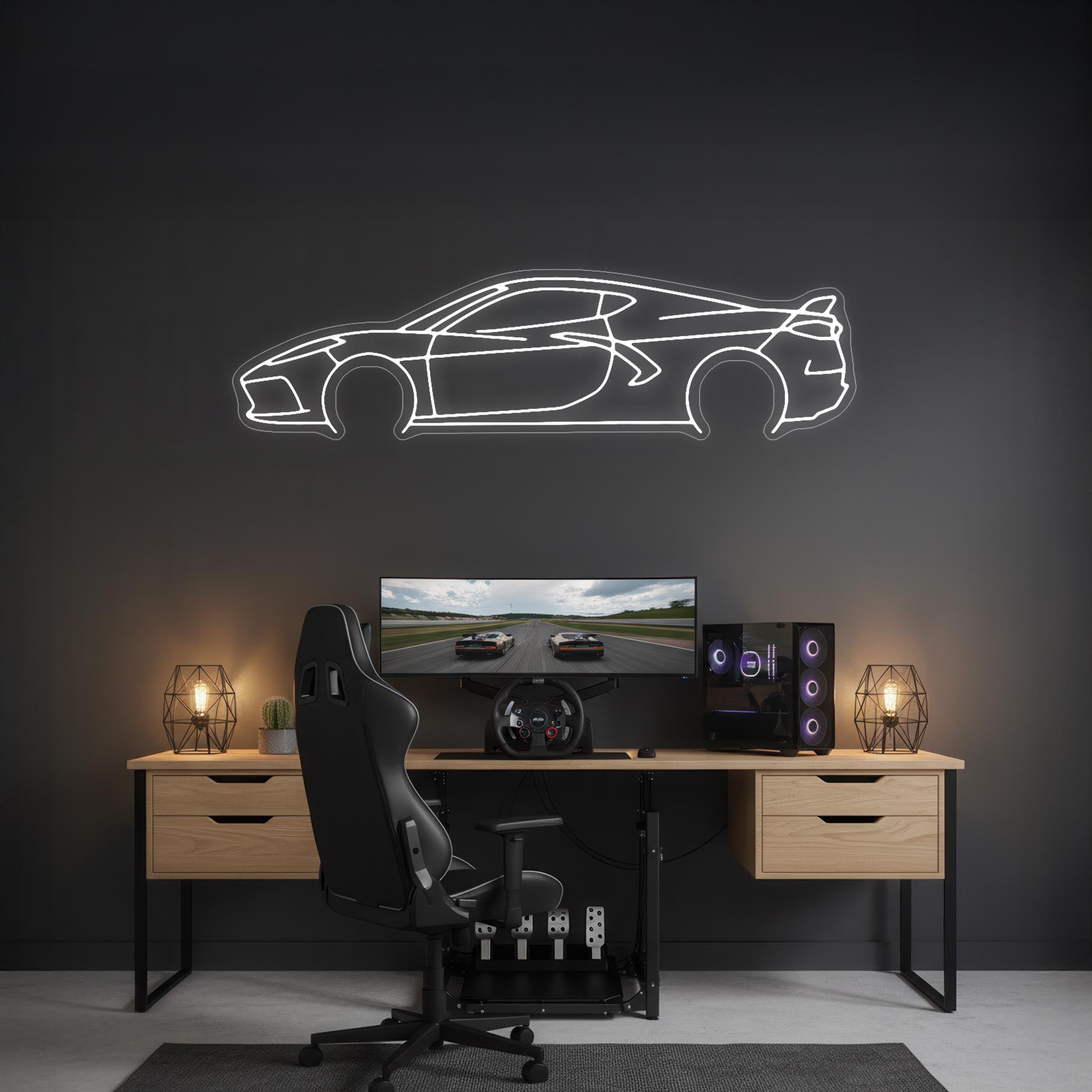 Corvette C8 Neon Silhouette