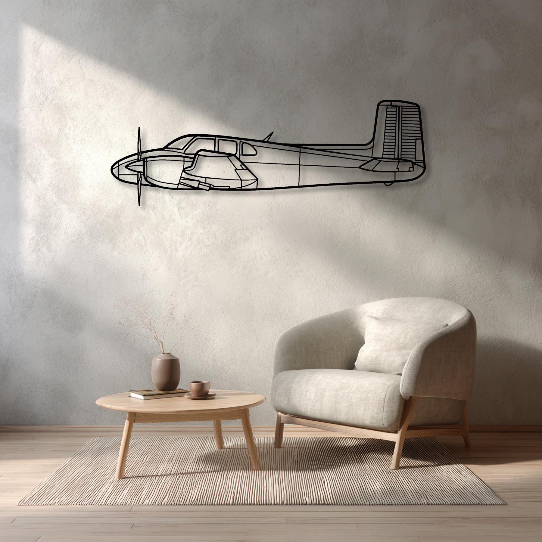 D50 Twin Bonanza Metal Aircraft Wall Art - NCP0322