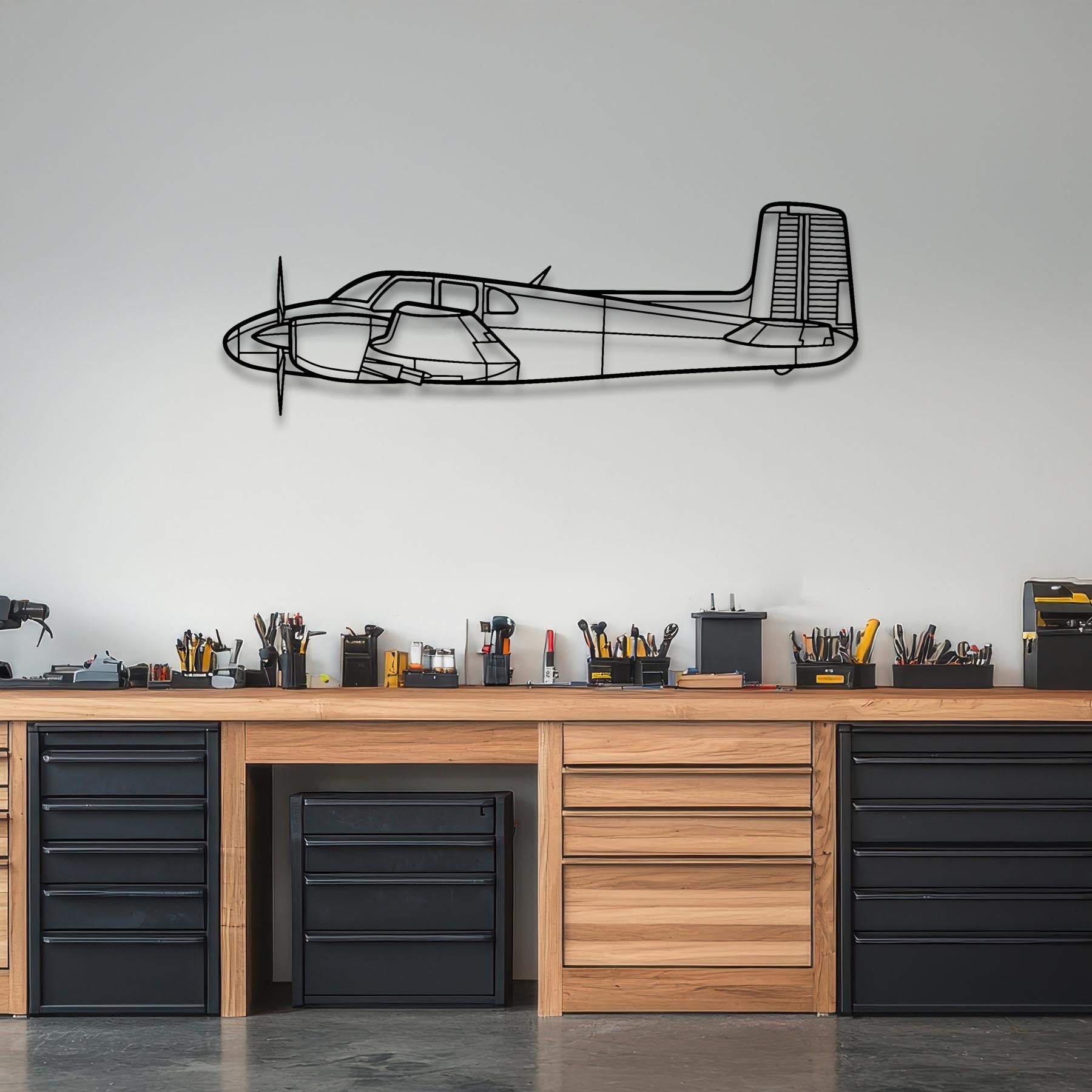 D50 Twin Bonanza Metal Aircraft Wall Art - NCP0322