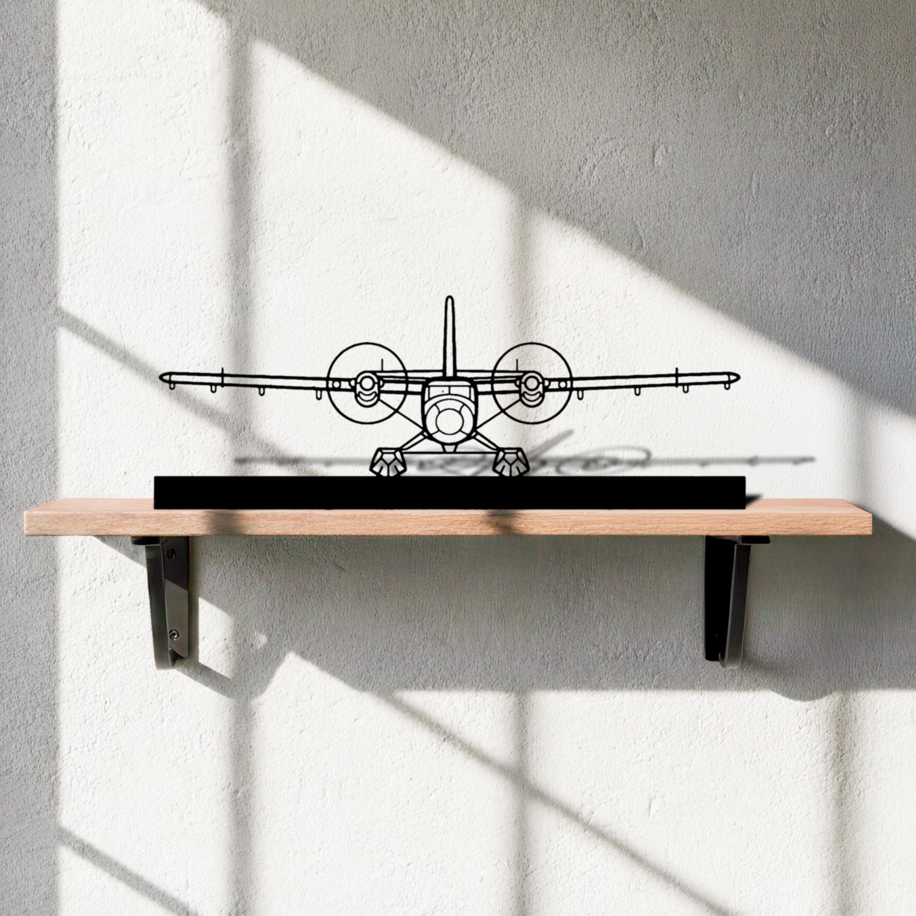 DHC-6 Twin Otter Silhouette Metal Art Stand