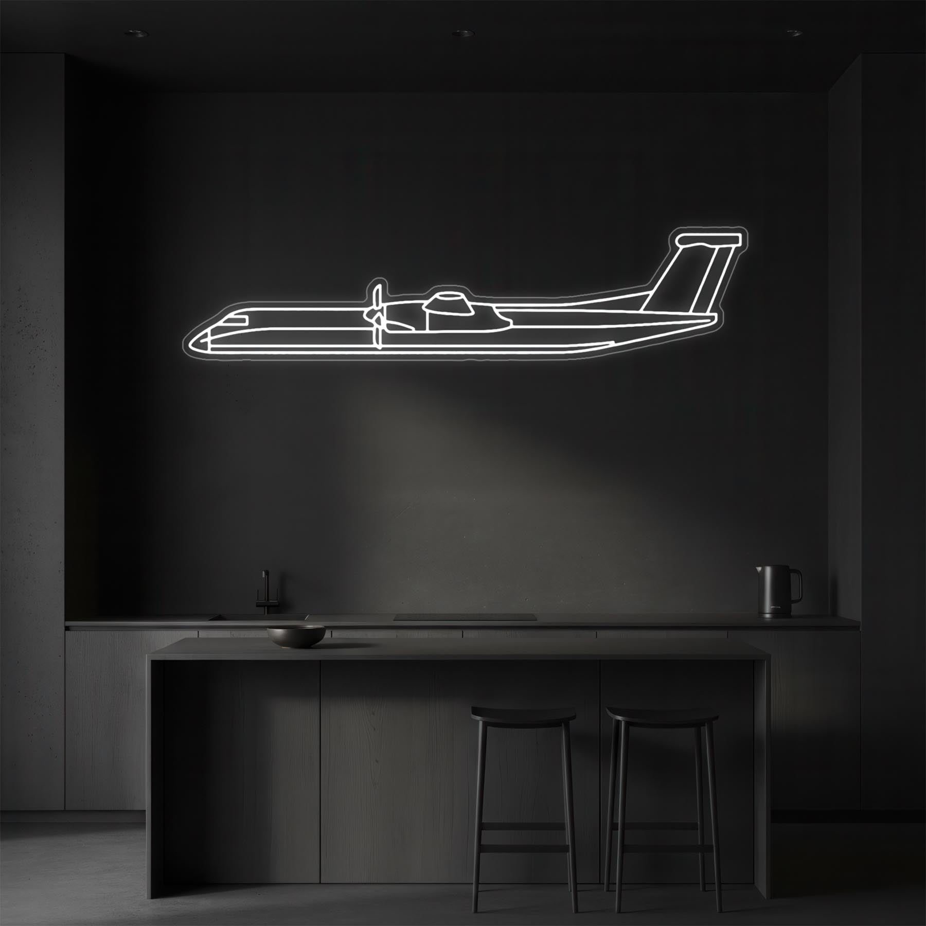 Dash 8 Q400 Neon Silhouette