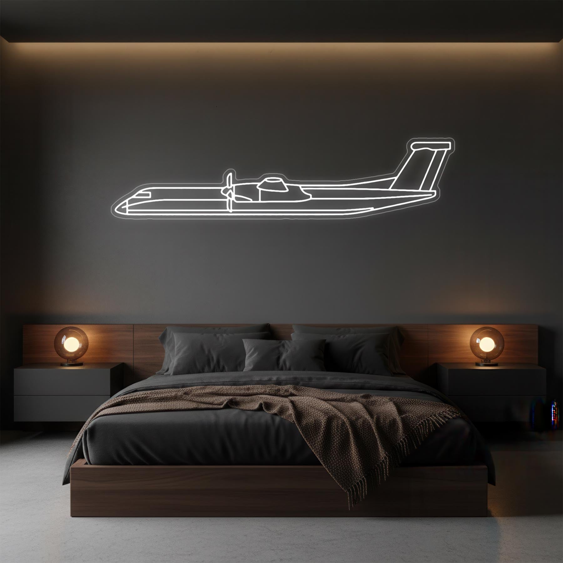Dash 8 Q400 Neon Silhouette