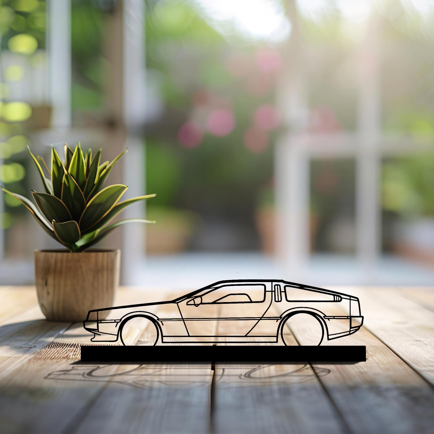 Delorean Silhouette Metal Art Stand