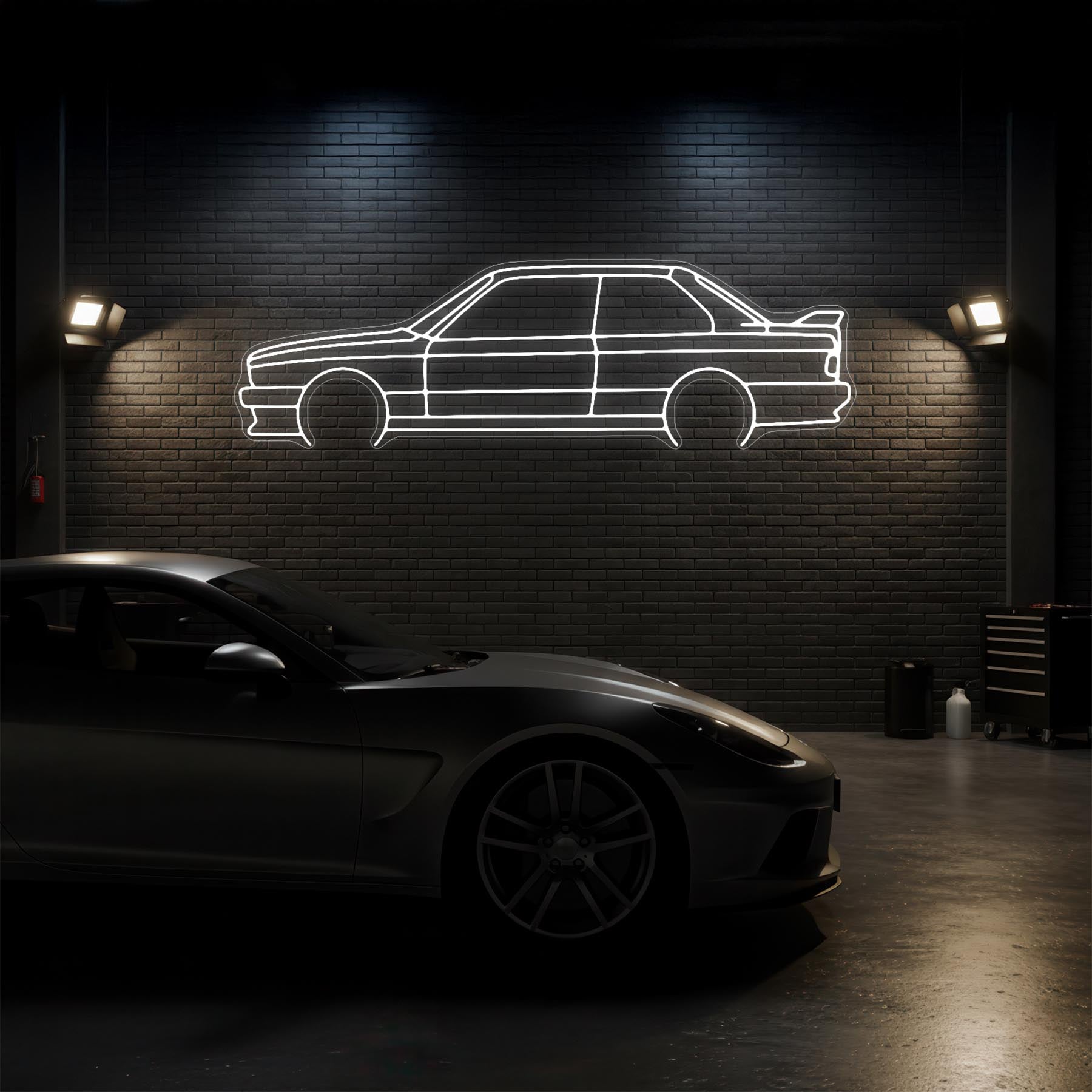 E30 M3 Detailed Neon Silhouette