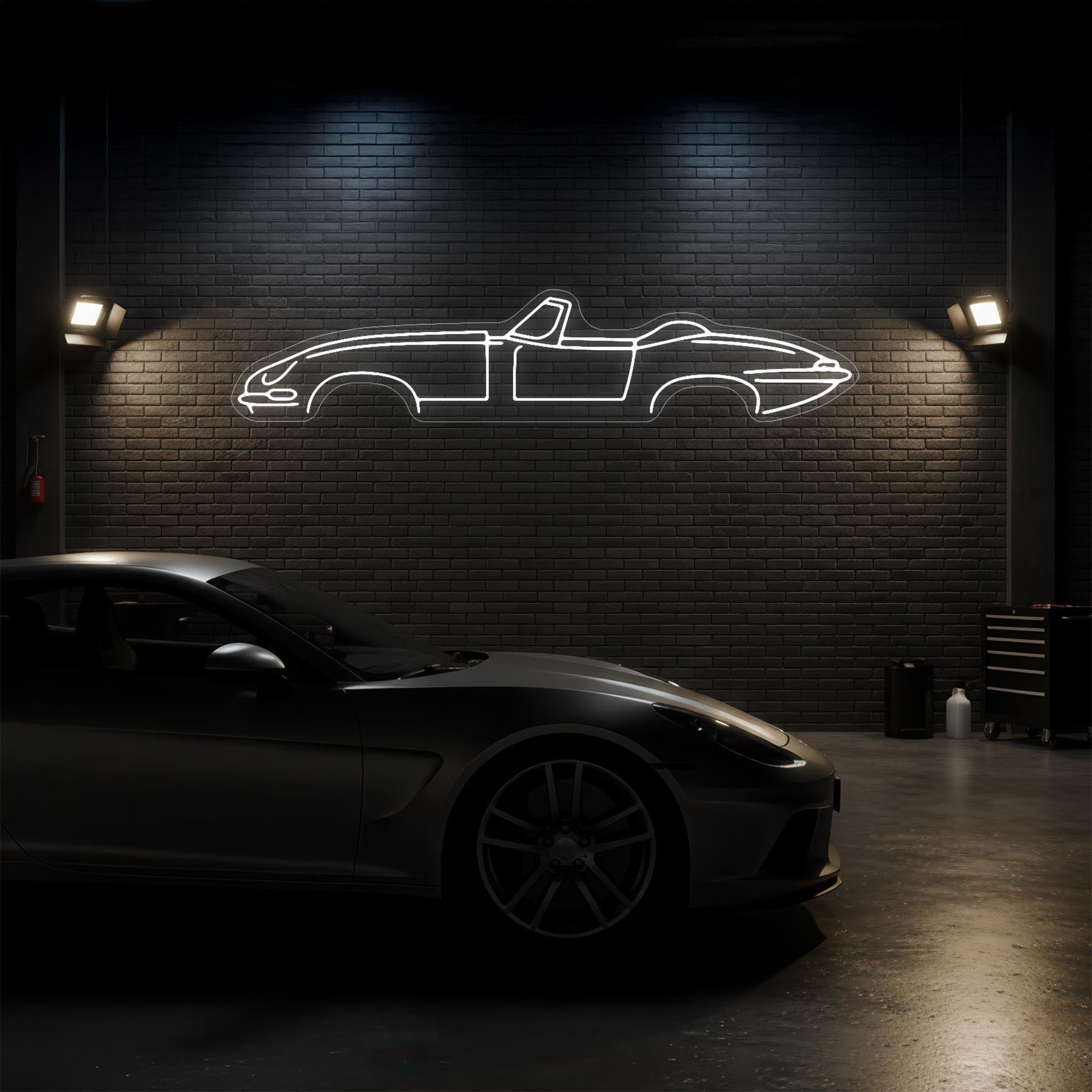 E type Cabrio Neon Silhouette