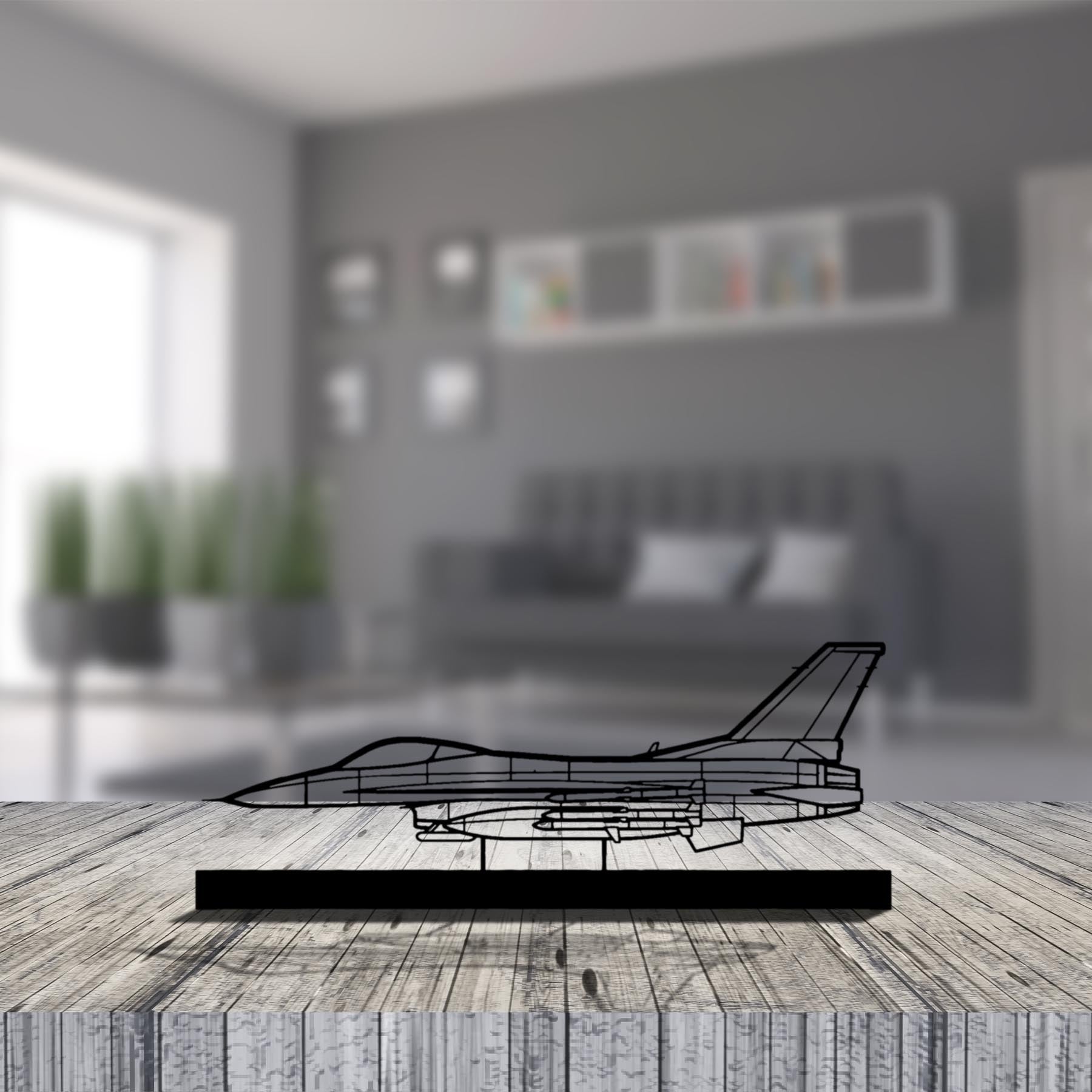 F-16C Missiles Silhouette Metal Art Stand
