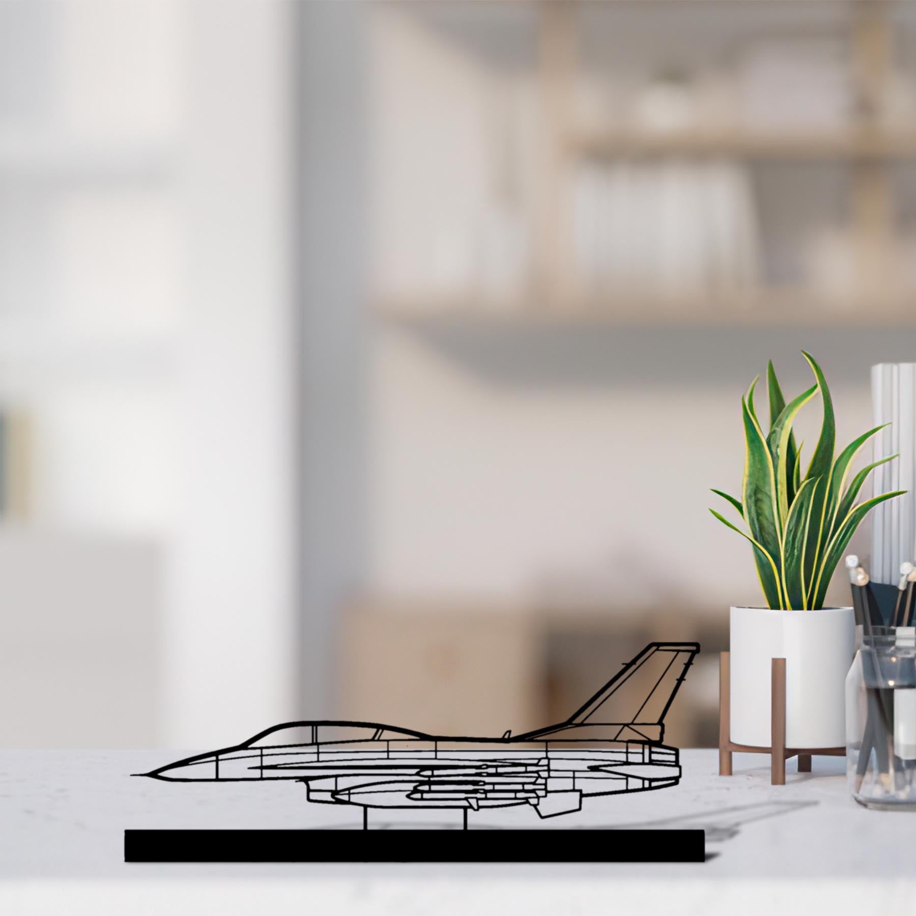 F-16D Silhouette Metal Art Stand