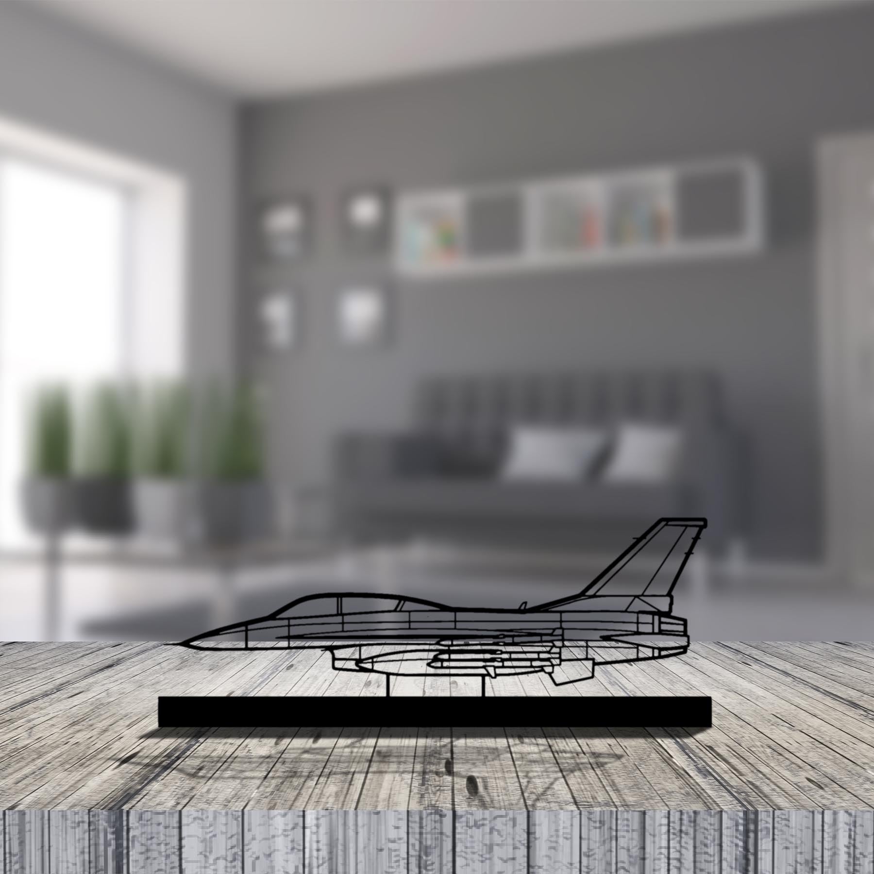 F-16D Silhouette Metal Art Stand