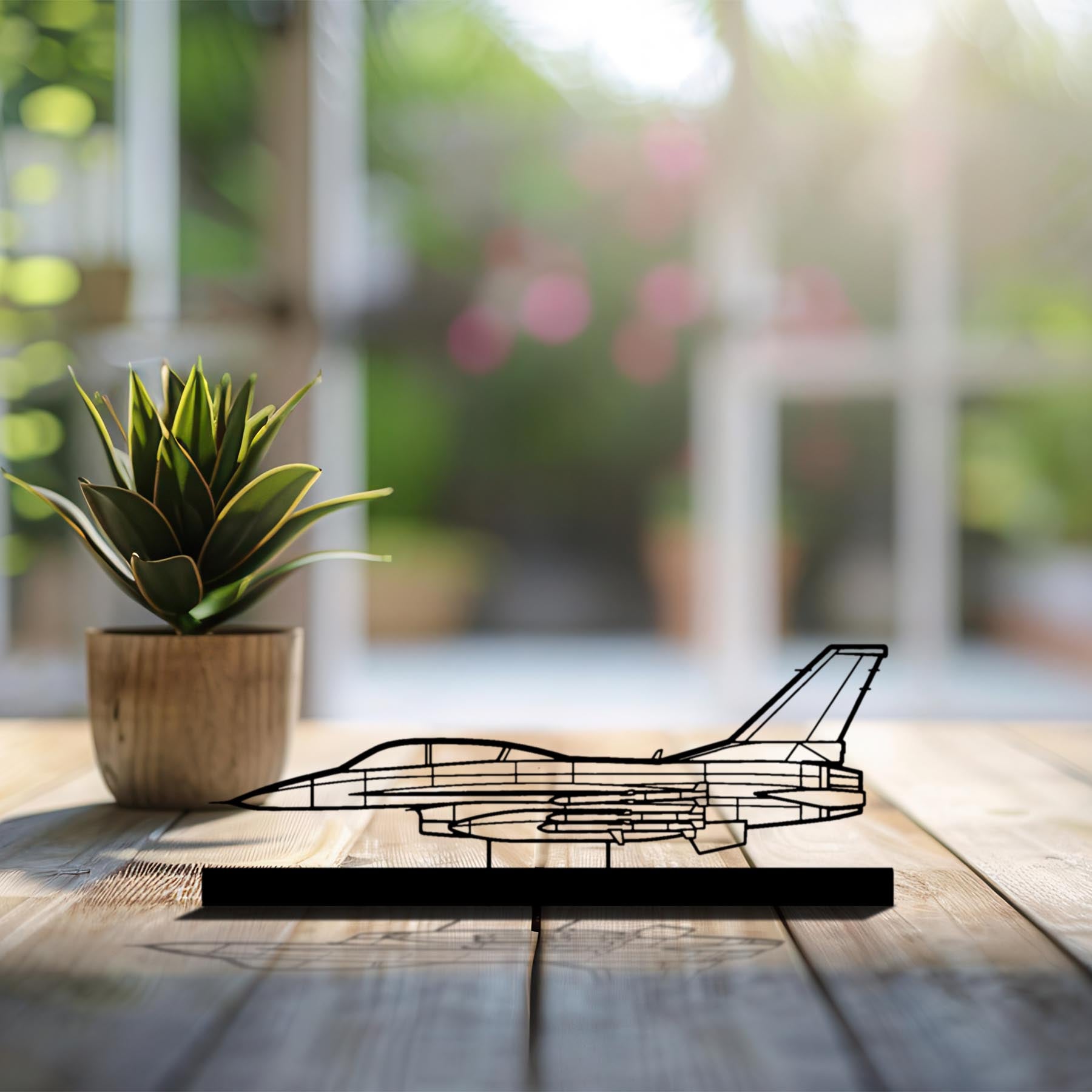 F-16D Silhouette Metal Art Stand