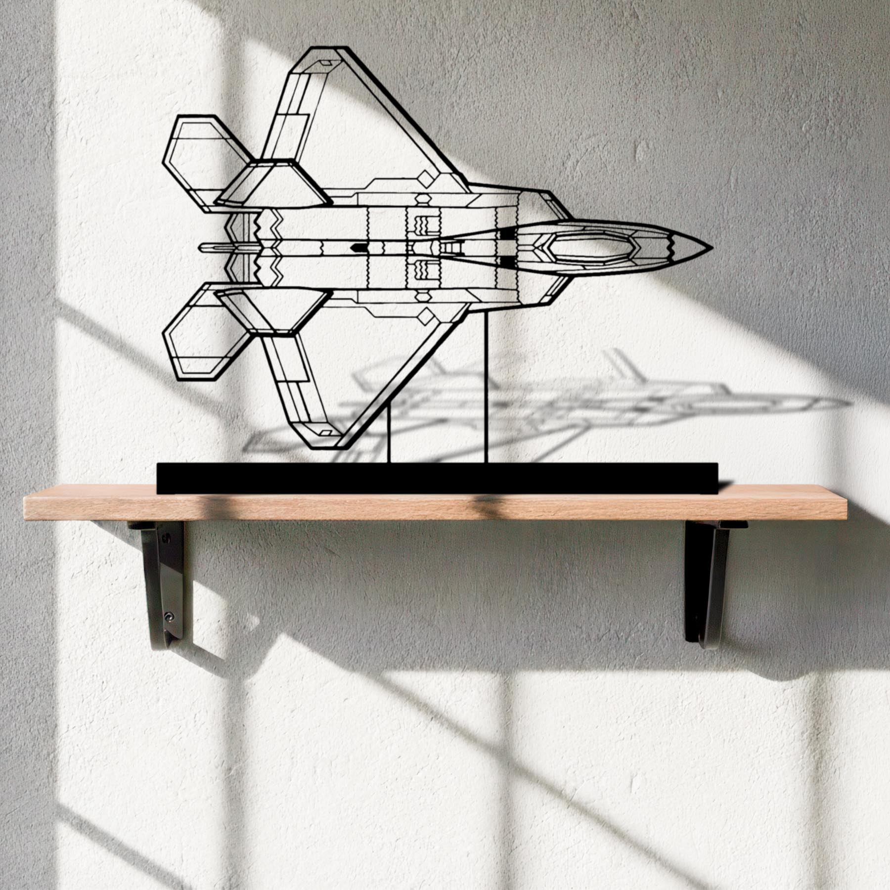 F-22 Raptor Top Silhouette Metal Art Stand