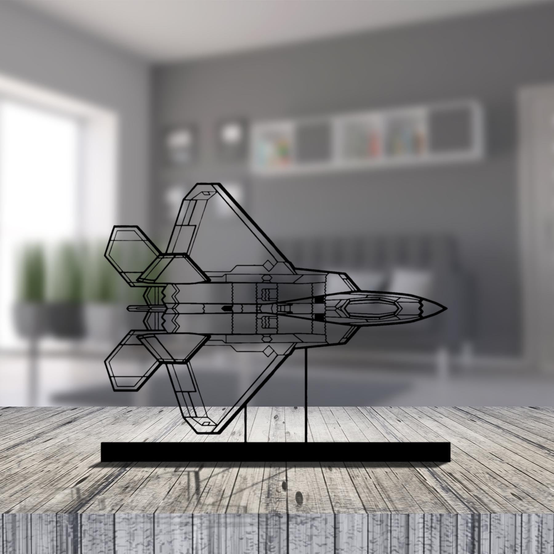 F-22 Raptor Top Silhouette Metal Art Stand
