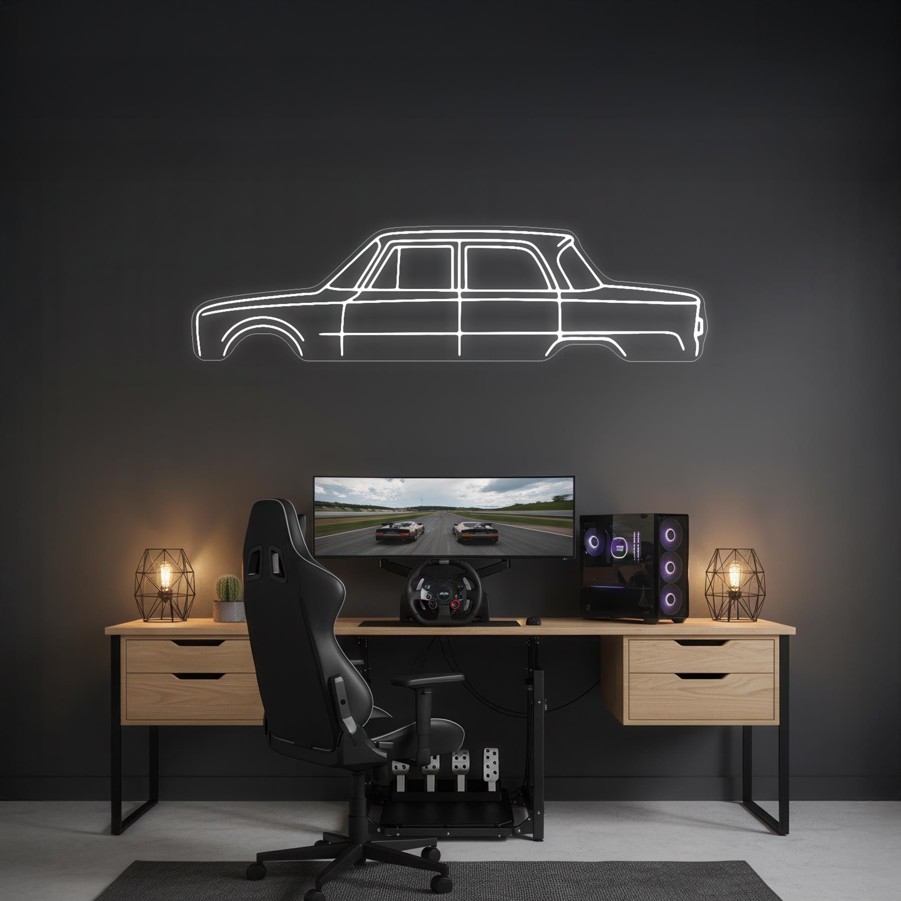 Giulia Saloon 1970 Neon Silhouette