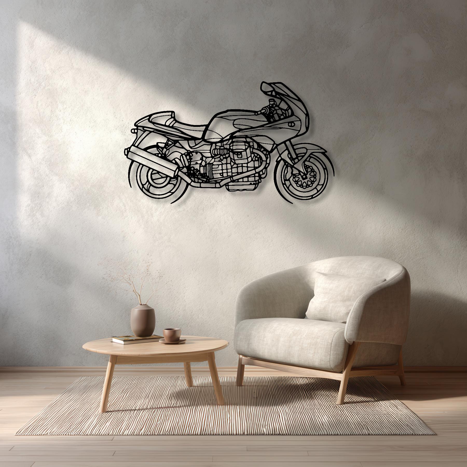 Guzzi V11 Silhouette Metal Wall Art