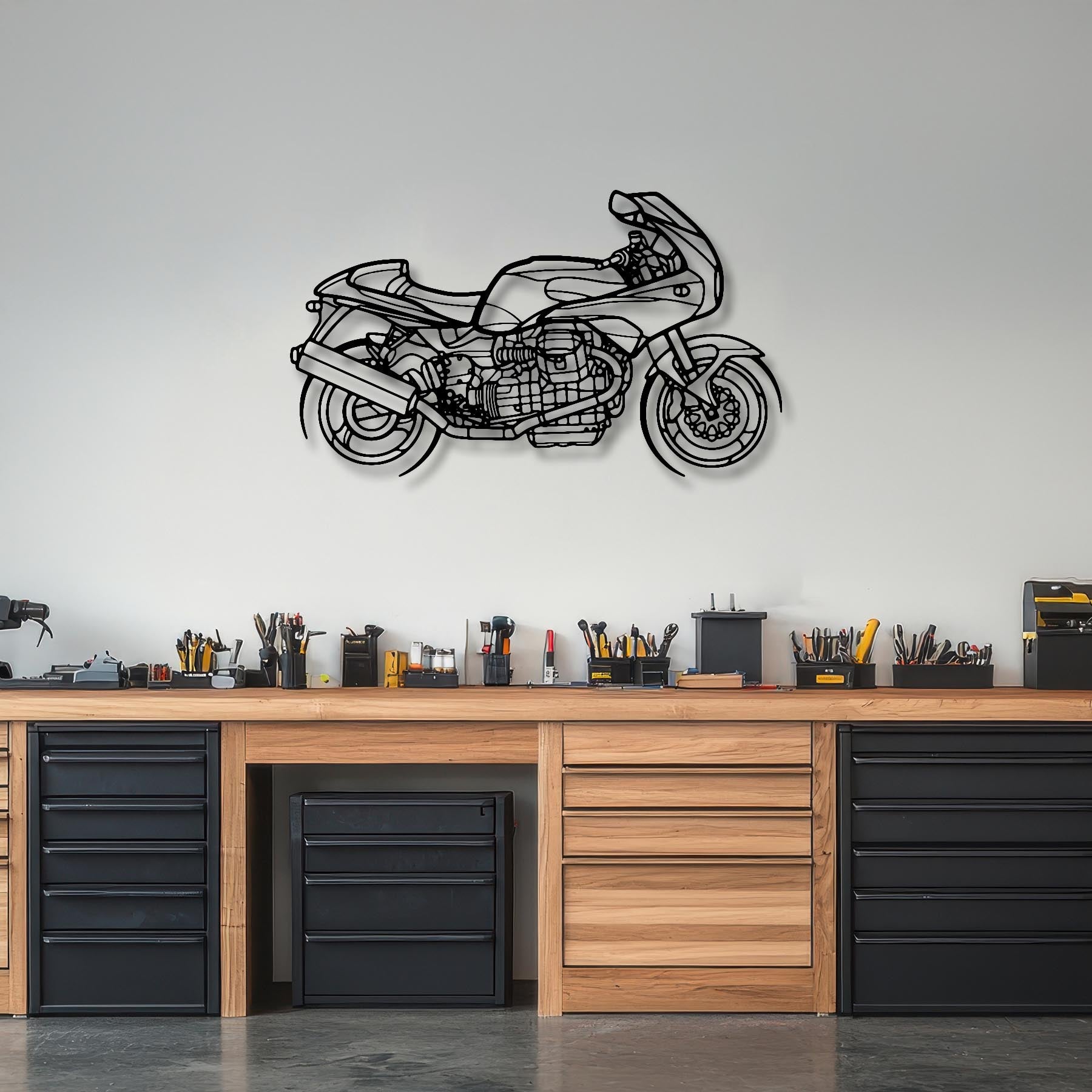 Guzzi V11 Silhouette Metal Wall Art