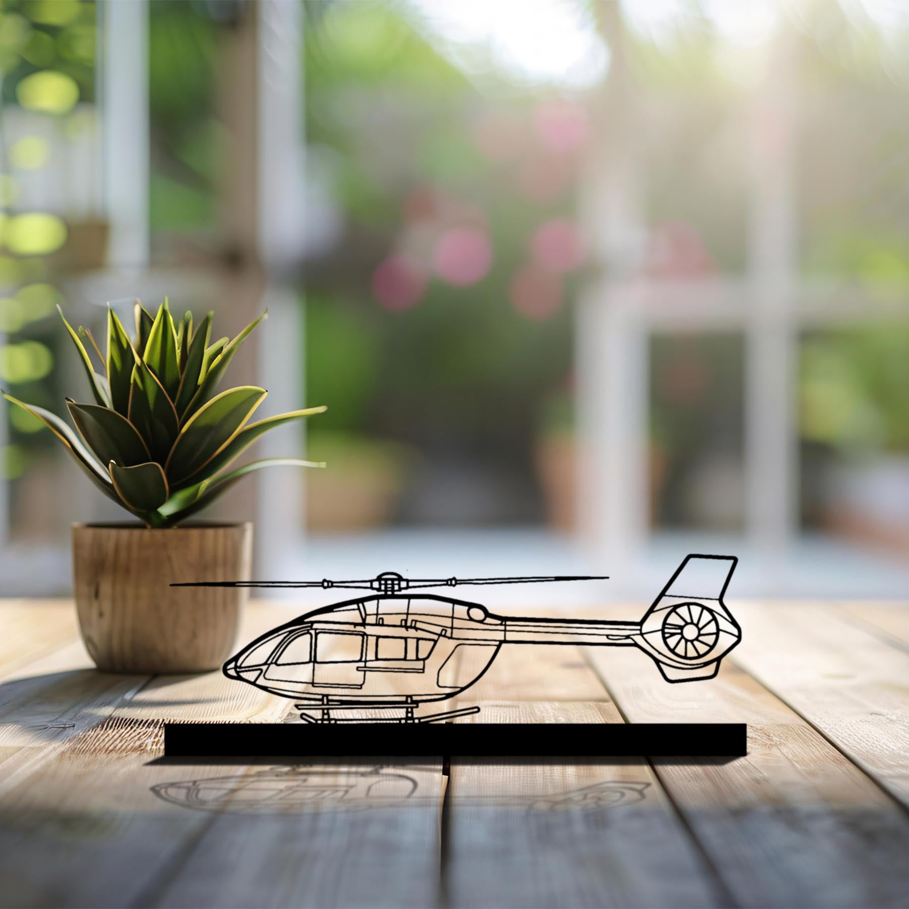 H145 Silhouette Metal Art Stand